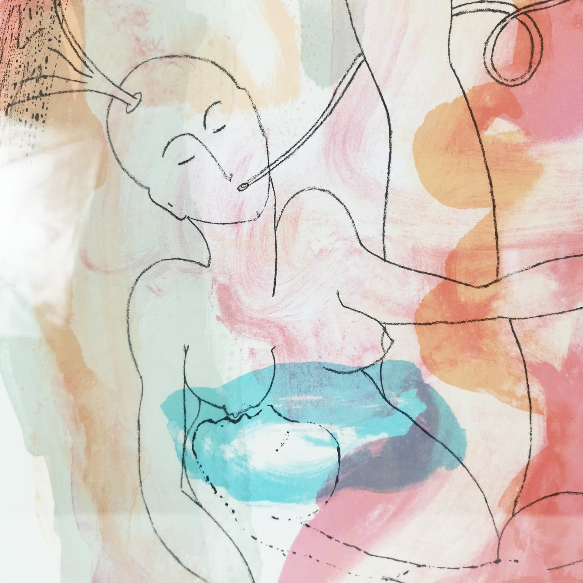 Color lithograph, 83x63 cm, multicolor paper, by D. Bloom, Denmark, 1980s. - 402826