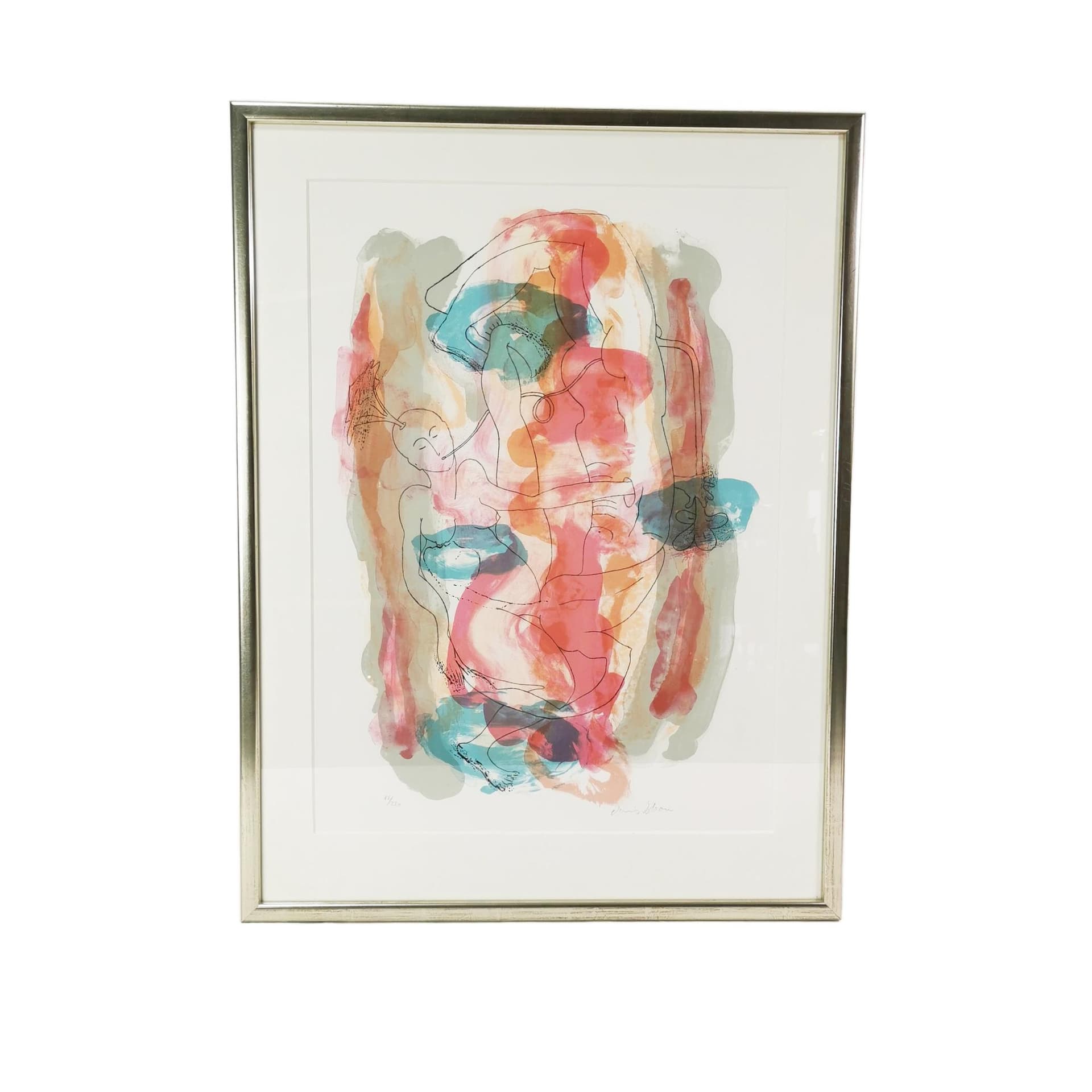 Color lithograph, 83x63 cm, multicolor paper, by D. Bloom, Denmark, 1980s.