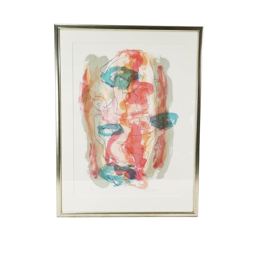 Color lithograph, 83x63 cm, multicolor paper, by D. Bloom, Denmark, 1980s.