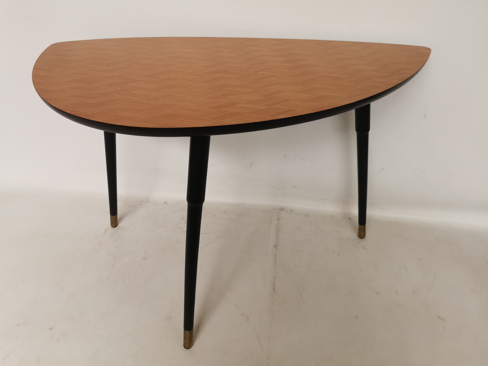 Stolik kawowy LÖVBACKEN, drewno brązowy, mosiądz złoty, proj. G. Lundgren, Ikea, lata 90. - 402836