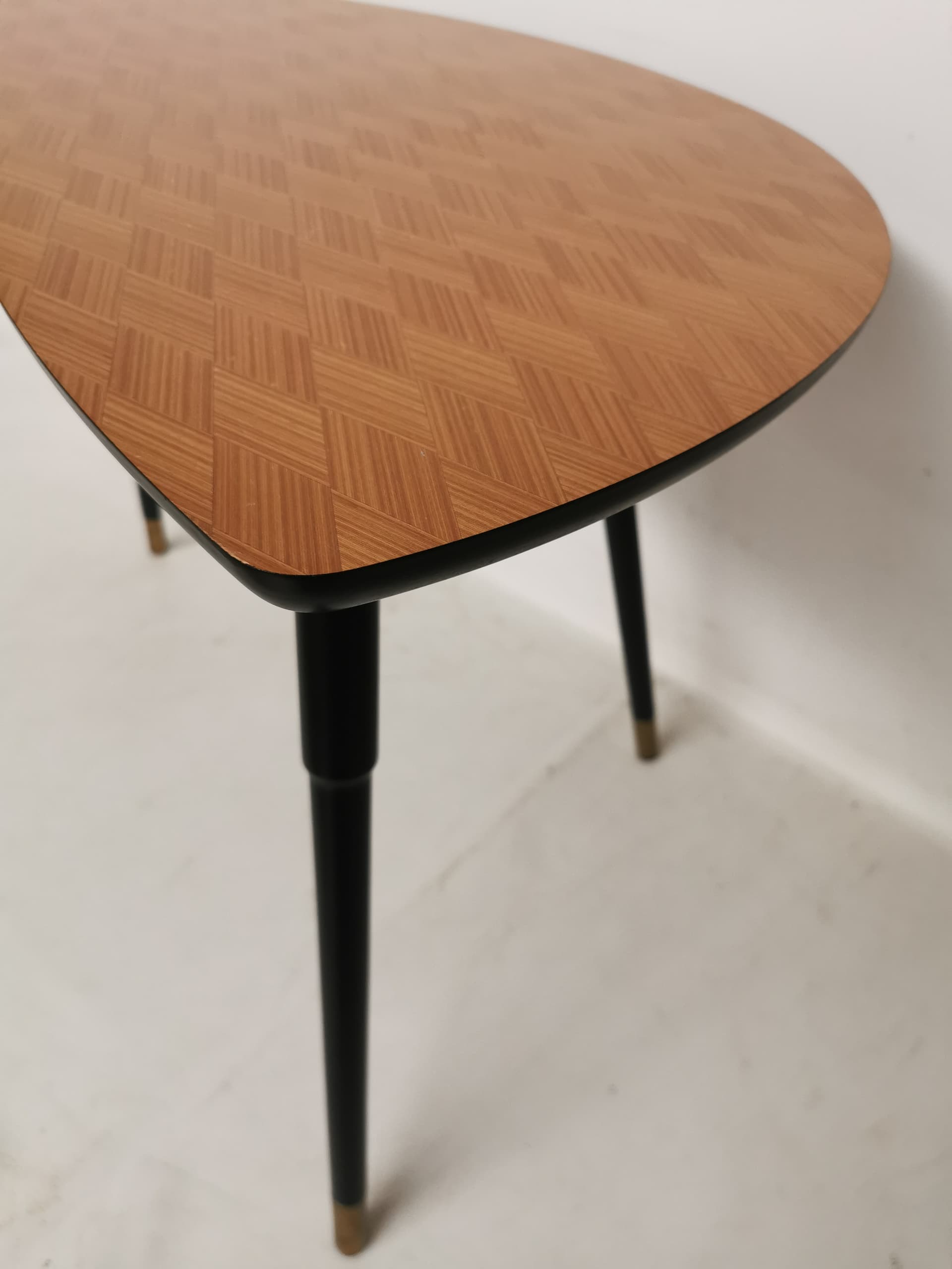 Stolik kawowy LÖVBACKEN, drewno brązowy, mosiądz złoty, proj. G. Lundgren, Ikea, lata 90. - 402839