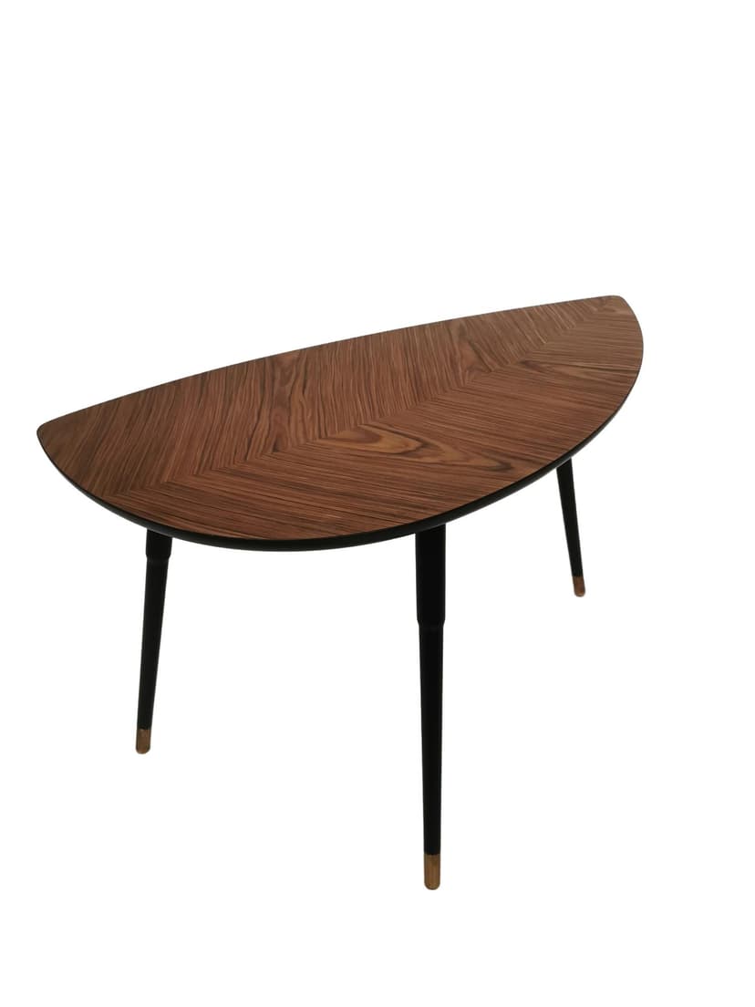 Stolik kawowy LÖVBACKEN, fornir brązowy, drewno czarne, mosiądz złoty, Ikea, lata 90.
