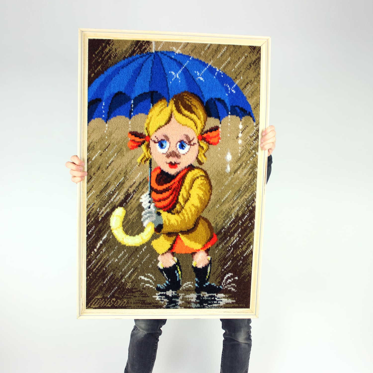 Decorative tapestry, multicolor, textile, light wood frame, Czechoslovakia, 1970s - 402862