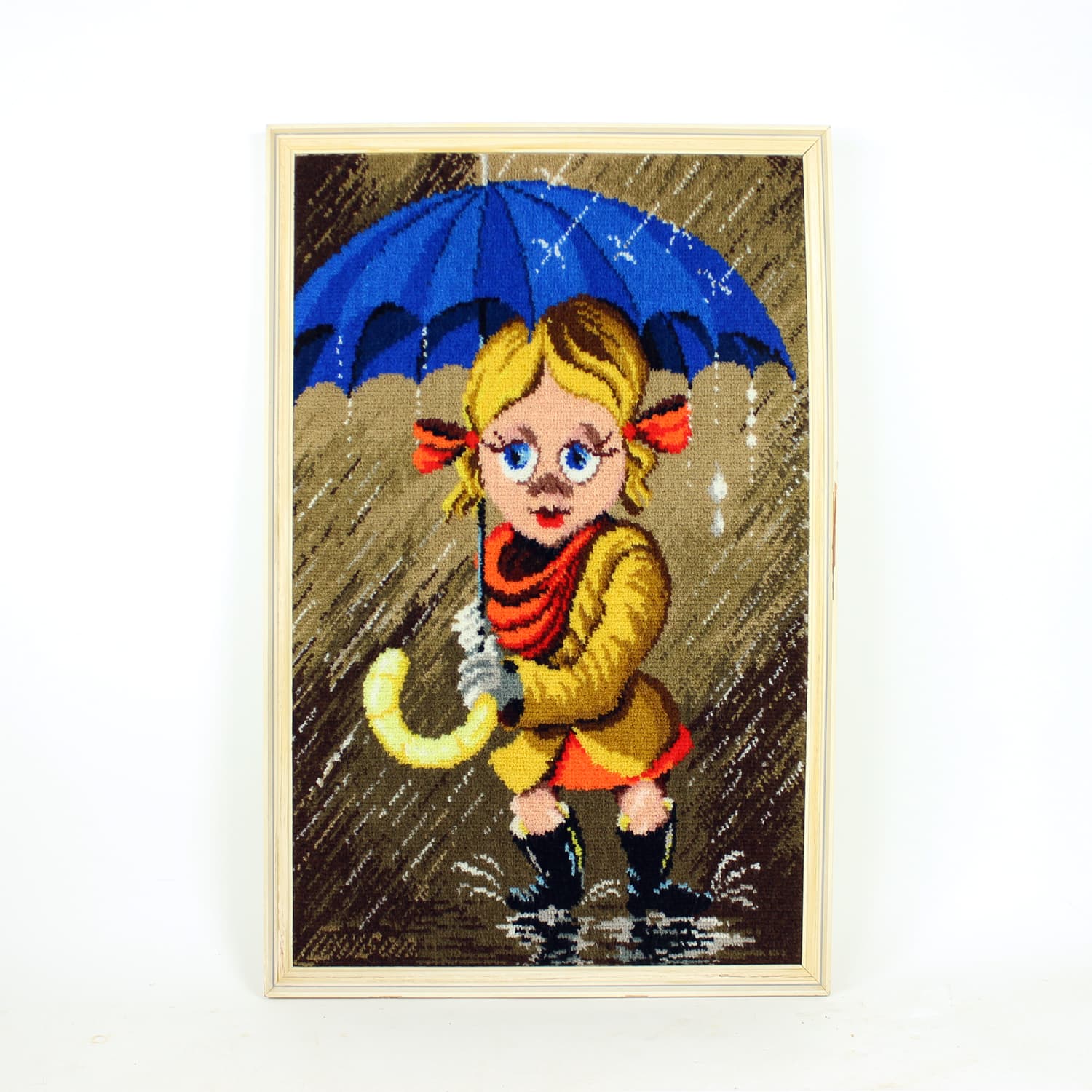 Decorative tapestry, multicolor, textile, light wood frame, Czechoslovakia, 1970s - 402858
