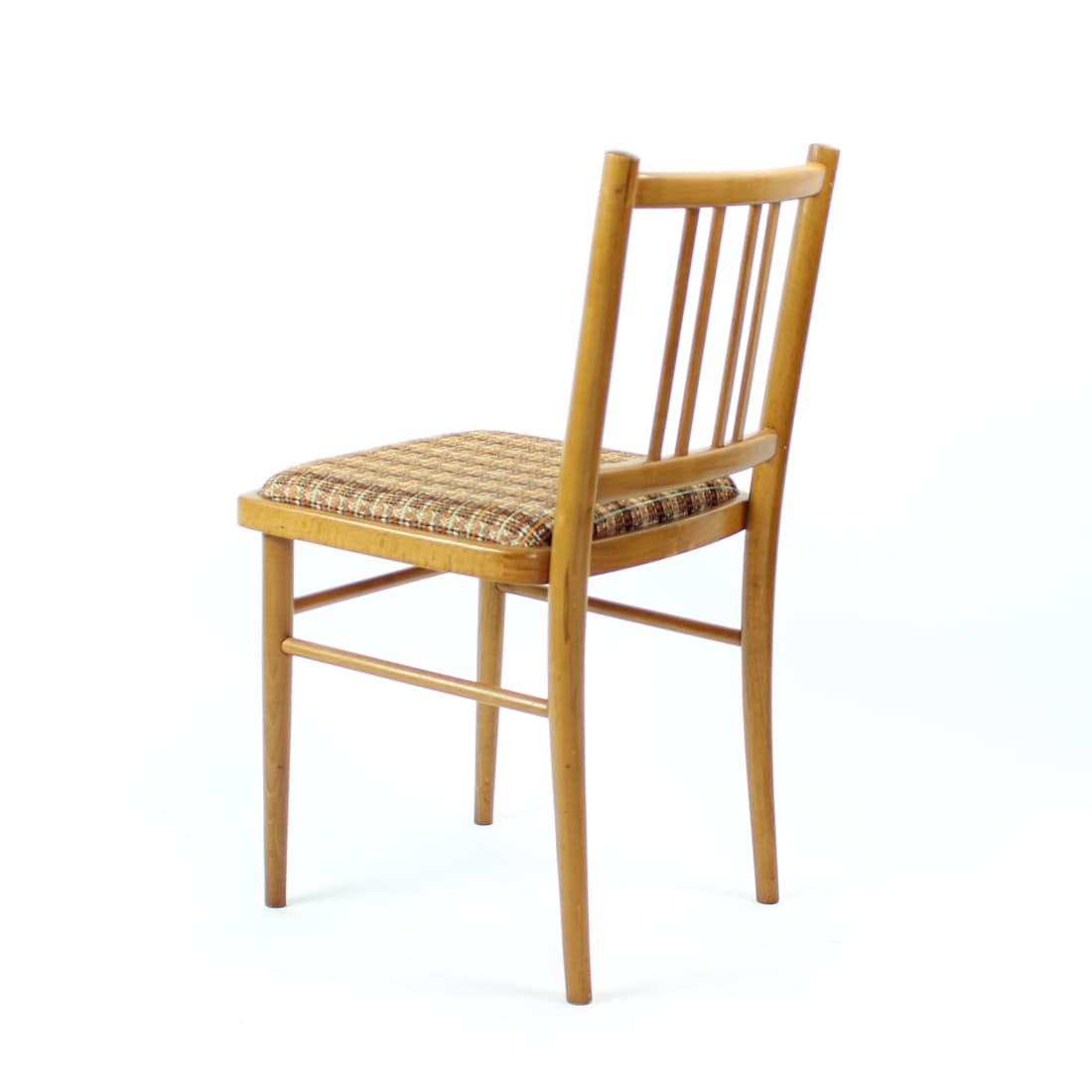 Set of four dining chairs, light oak, beige fabric, TON, 1960s. - 402877