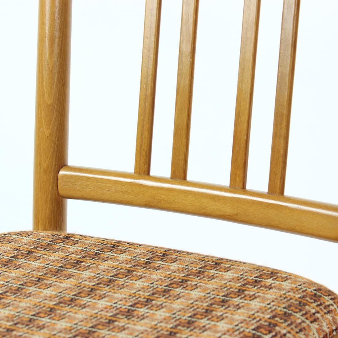Set of four dining chairs, light oak, beige fabric, TON, 1960s. - 402870