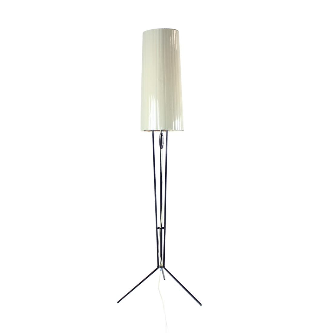 Floor lamp, beige plastic, black metal, Pokrok, Czechoslovakia, 1960s.