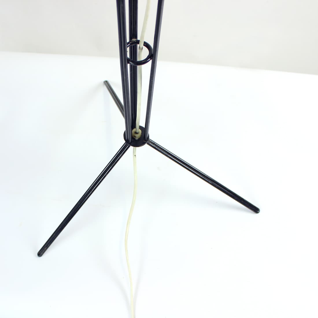 Floor lamp, beige plastic, black metal, Pokrok, Czechoslovakia, 1960s. - 402880