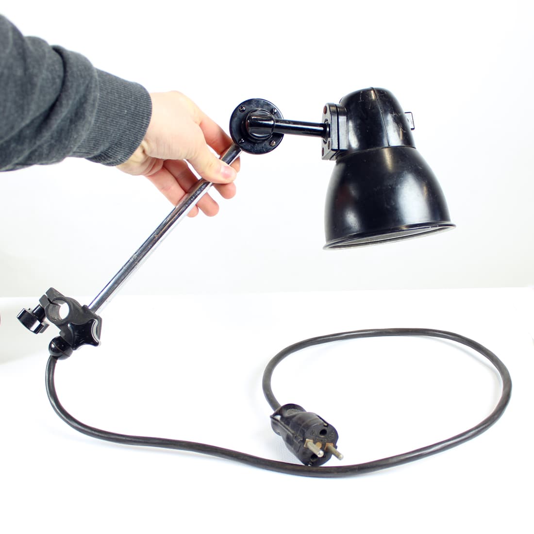 Wall lamp, black Bakelite, polished steel, Czechoslovakia, 1950s. - 402890