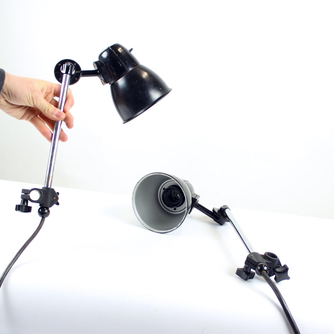 Wall lamp, black Bakelite, polished steel, Czechoslovakia, 1950s. - 402893