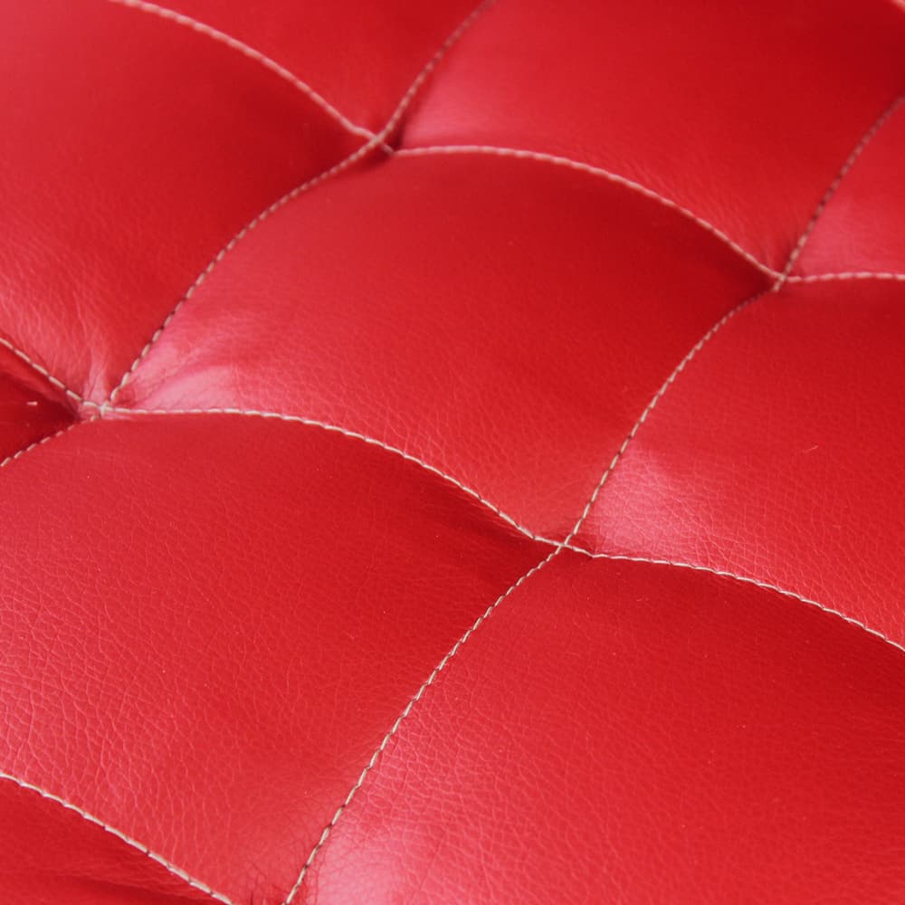Armchair Bratislava, red faux leather, brown plywood, by L. Volák, Dřevopodnik Holešov, Czechoslovakia, 1960s. - 402916
