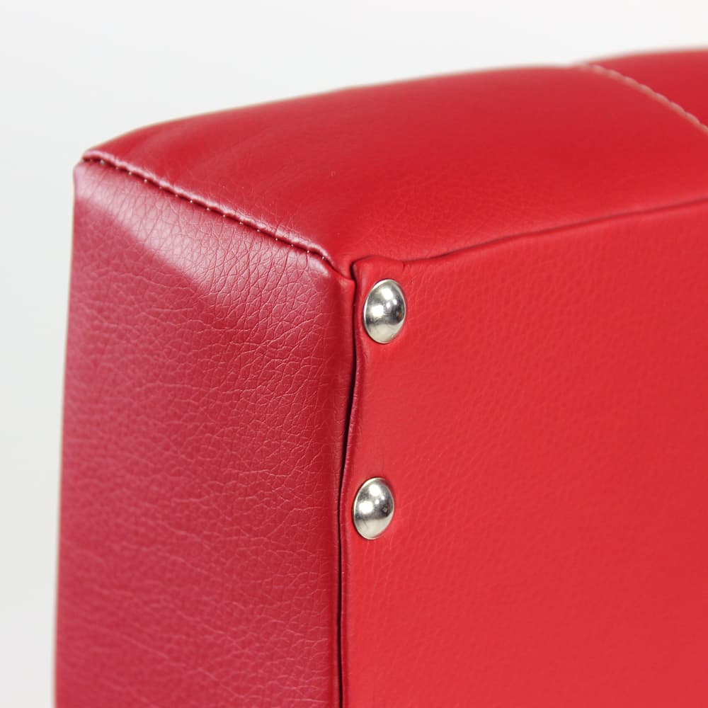 Armchair Bratislava, red faux leather, brown plywood, by L. Volák, Dřevopodnik Holešov, Czechoslovakia, 1960s. - 402914