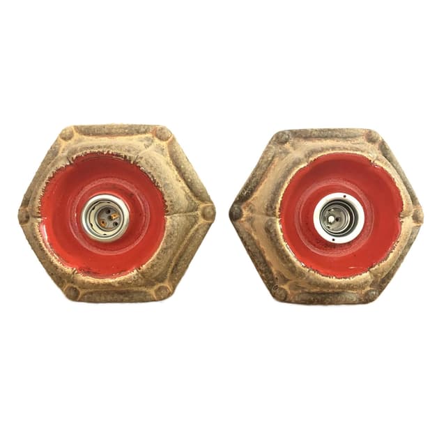 Pair of Fat Lava sconces, beige ceramics, PAN, Germany, 1970s - DIMENSION