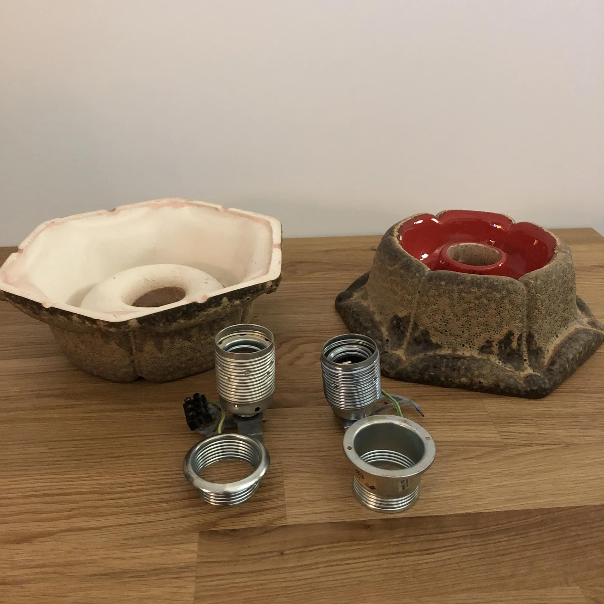 Pair of Fat Lava sconces, beige ceramics, PAN, Germany, 1970s - 29722