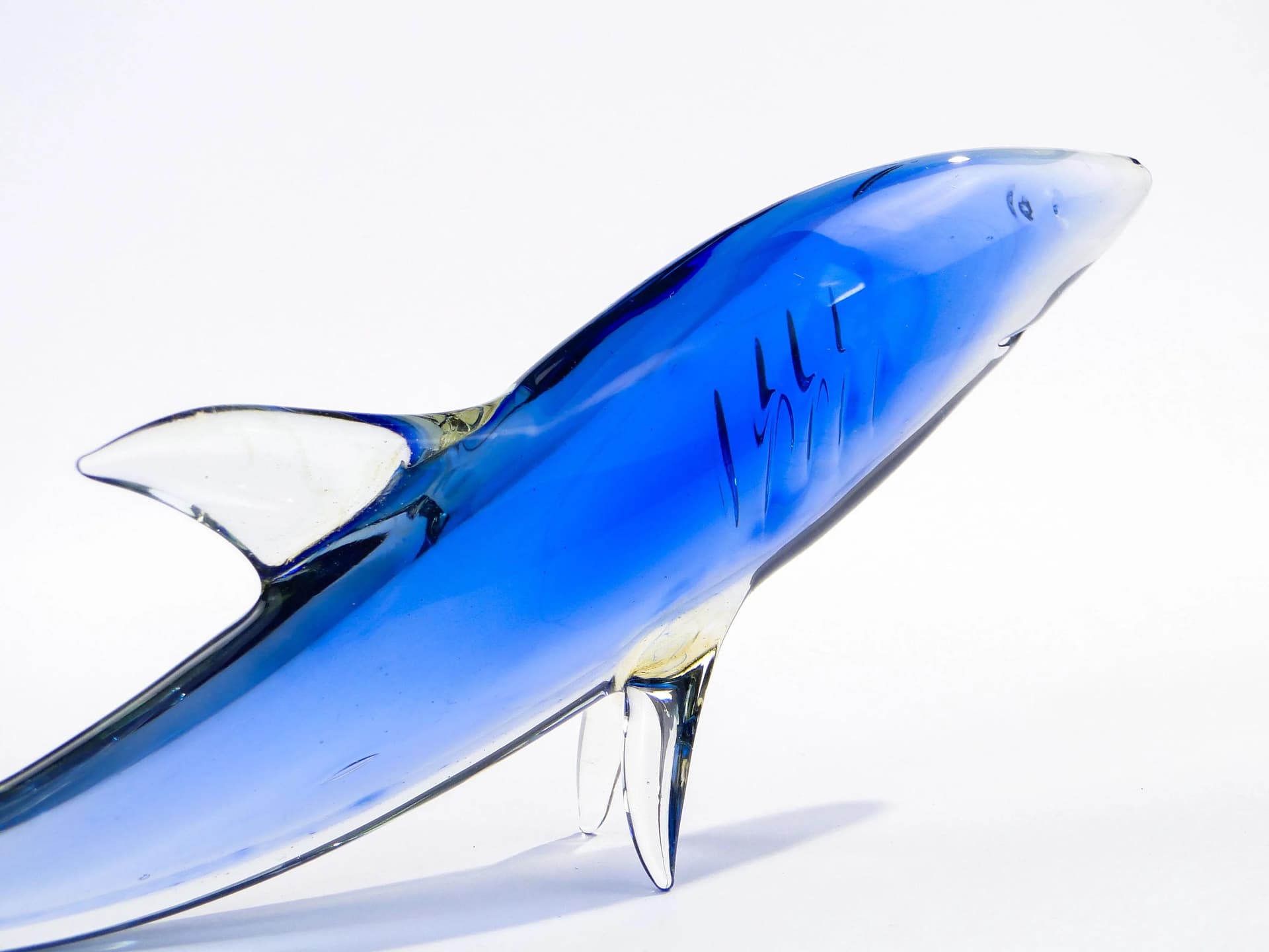 Figurka ryba, szkło niebieski, proj. M. Janků, Czechosłowacja, lata 60. - 29452