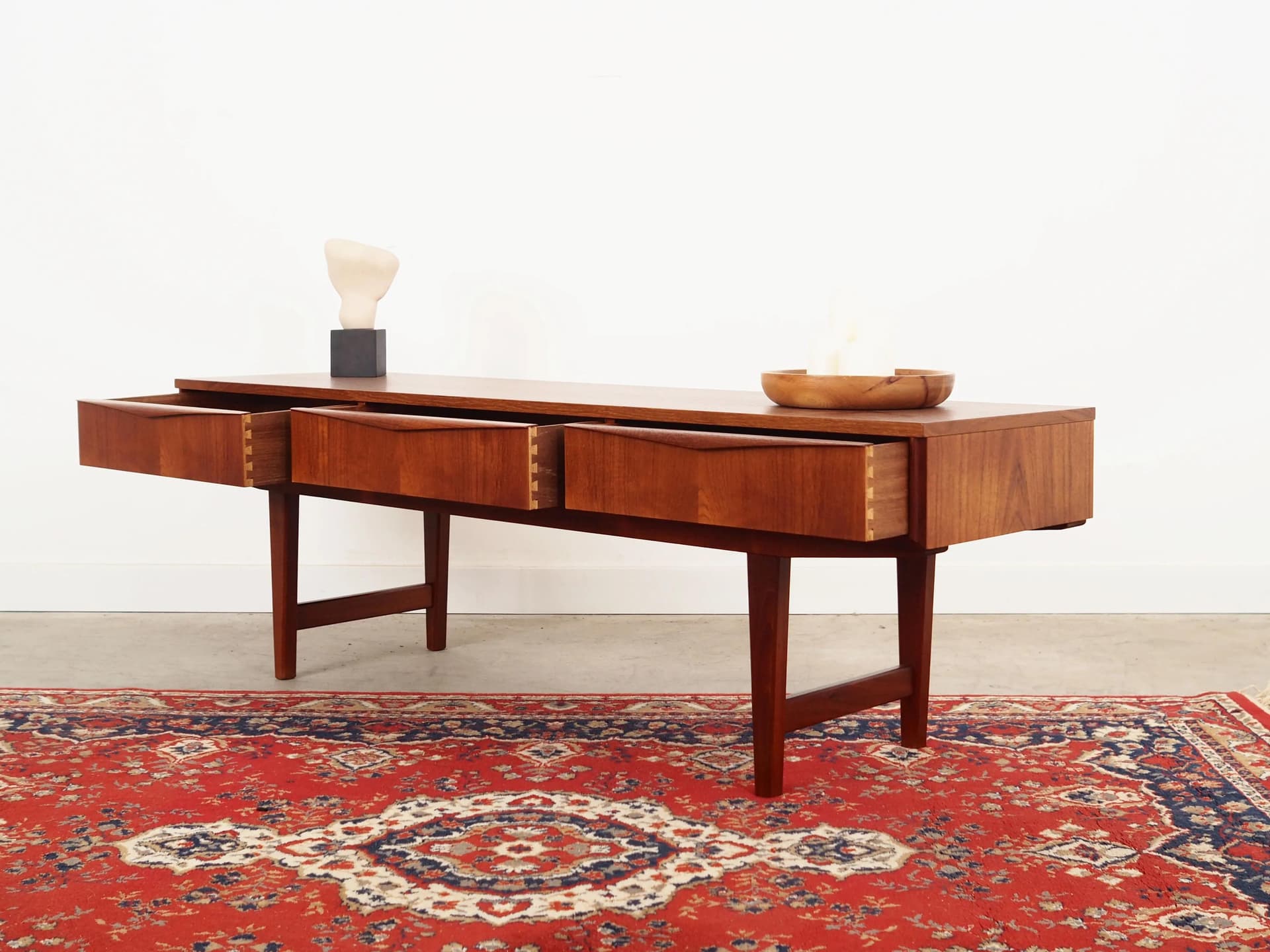 Lowboard, orange teak, Denmark, 1970s. - 29532