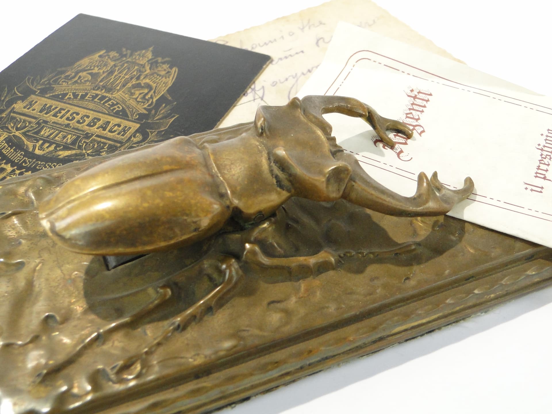Klamra gabinetowa Jelonek Rogacz, brązowy złoty, brąz, Austria, początek XX w. - 404753