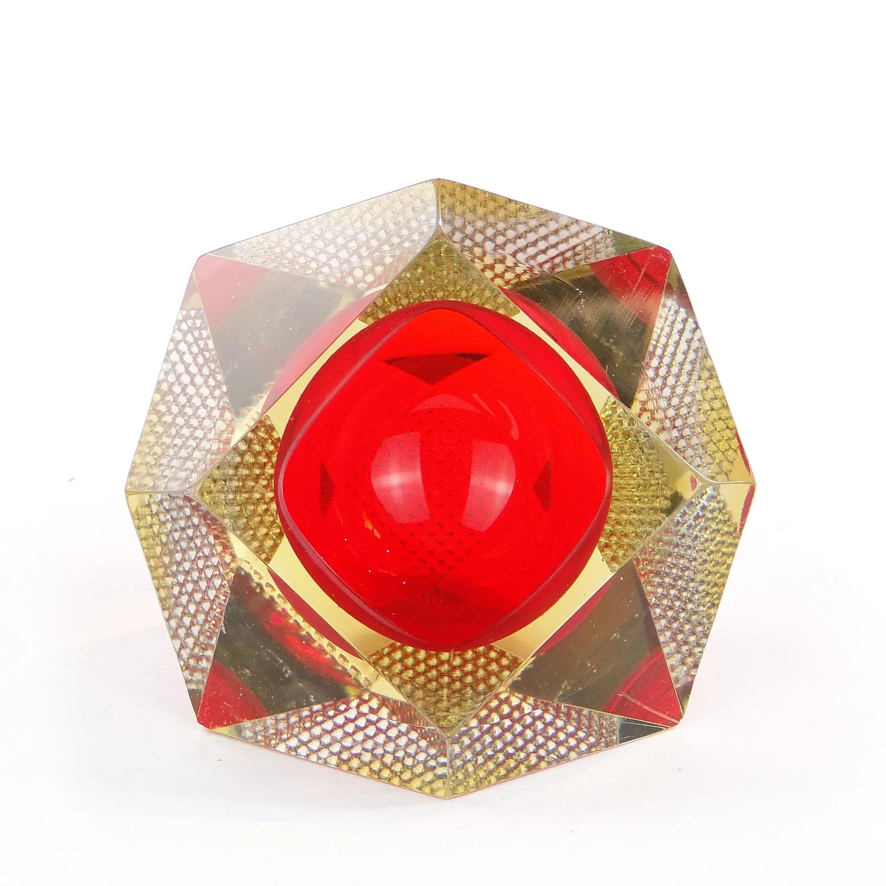 Bowl Mandruzatto, red glass, by F. Poli, Italy, 1950s. - 29792