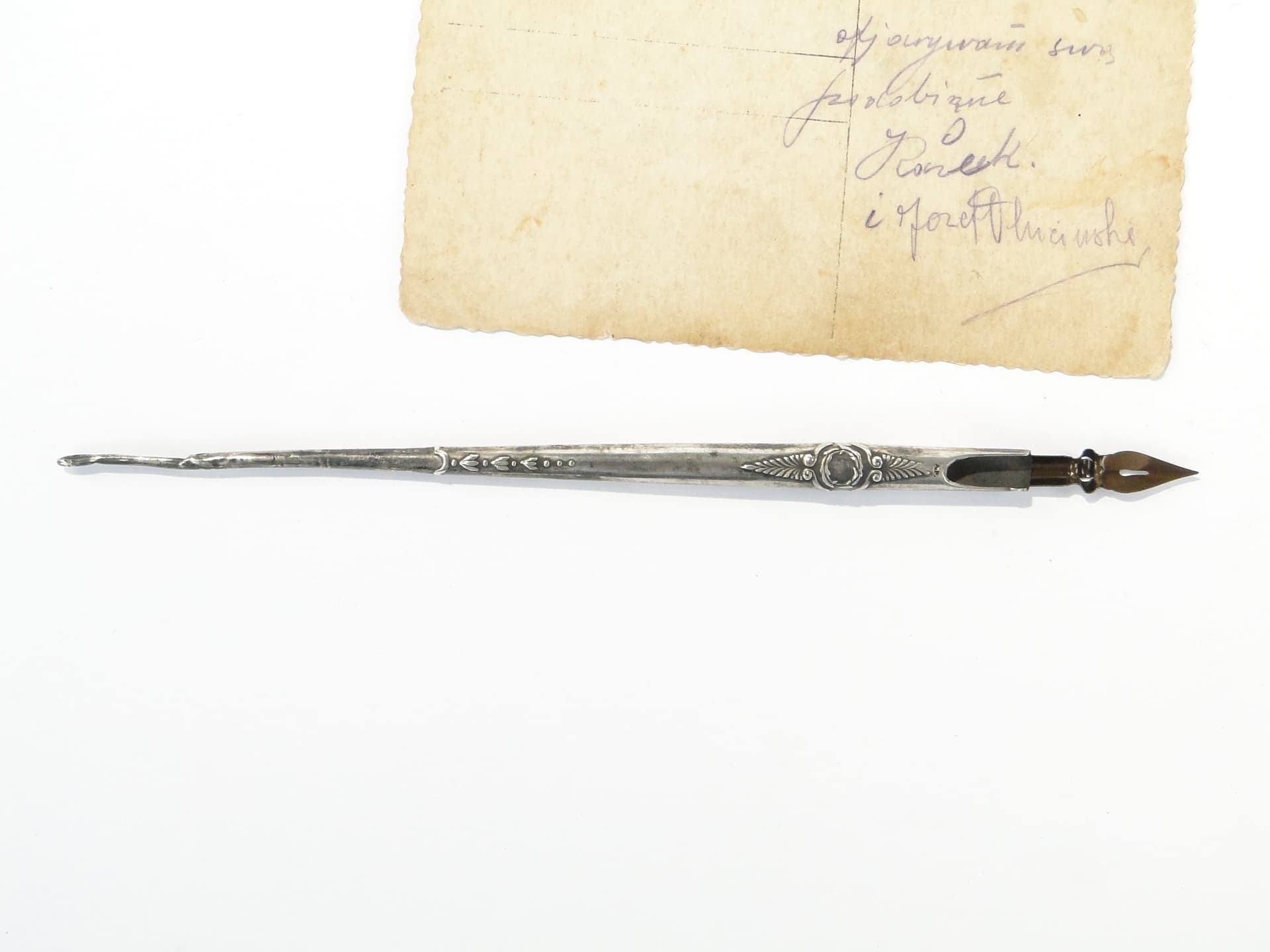 Pióro do kaligrafii, Neo-Louis XVI, srebro srebrny, metal brązowy, Francja, początek XX w. - 404907