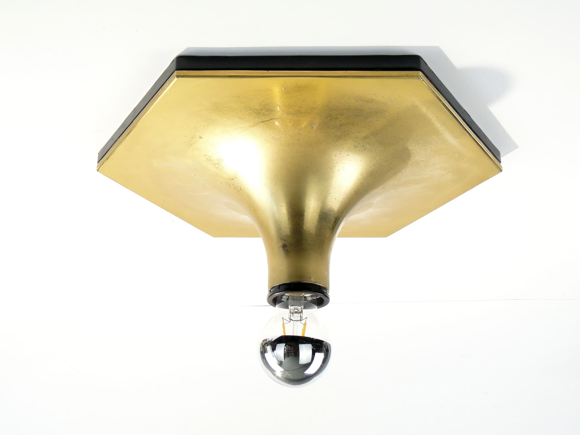 Plafon Saturno, złoty, mosiądz, proj. K. Motozawa, Staff Leuchten, Niemcy, lata 70. - 3517