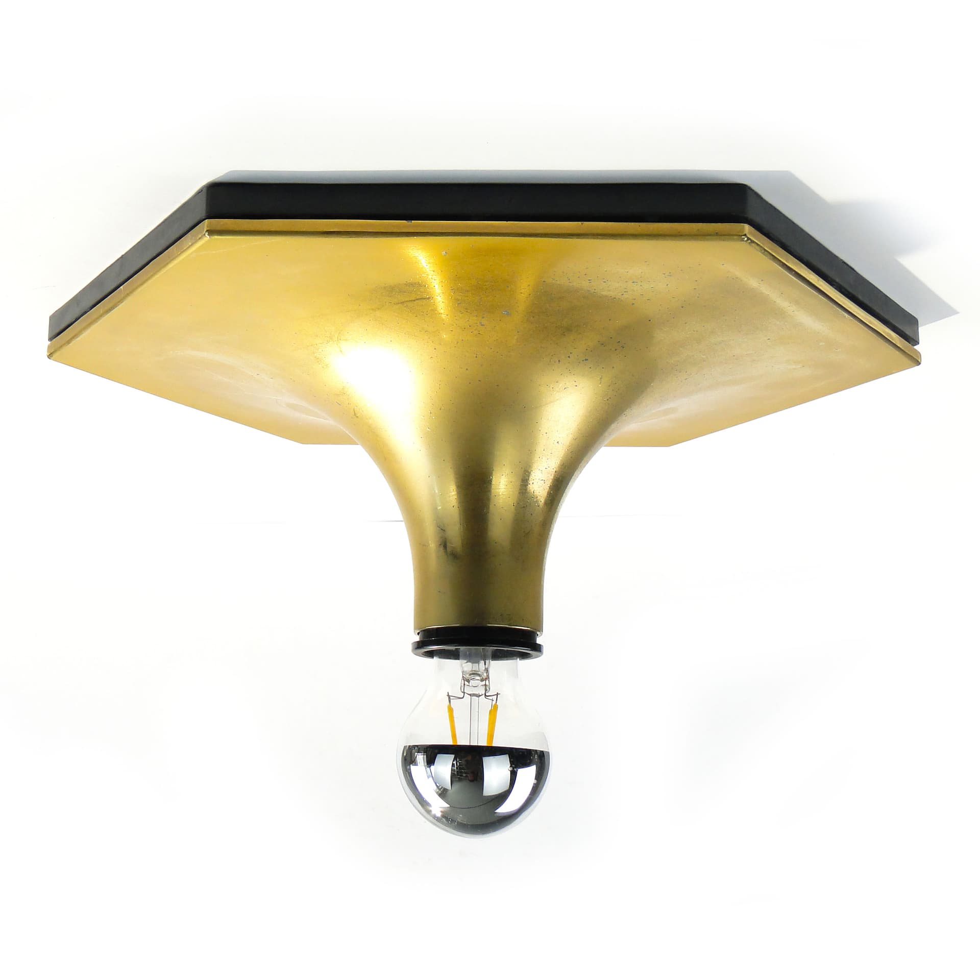 Plafon Saturno, złoty, mosiądz, proj. K. Motozawa, Staff Leuchten, Niemcy, lata 70. - 3519