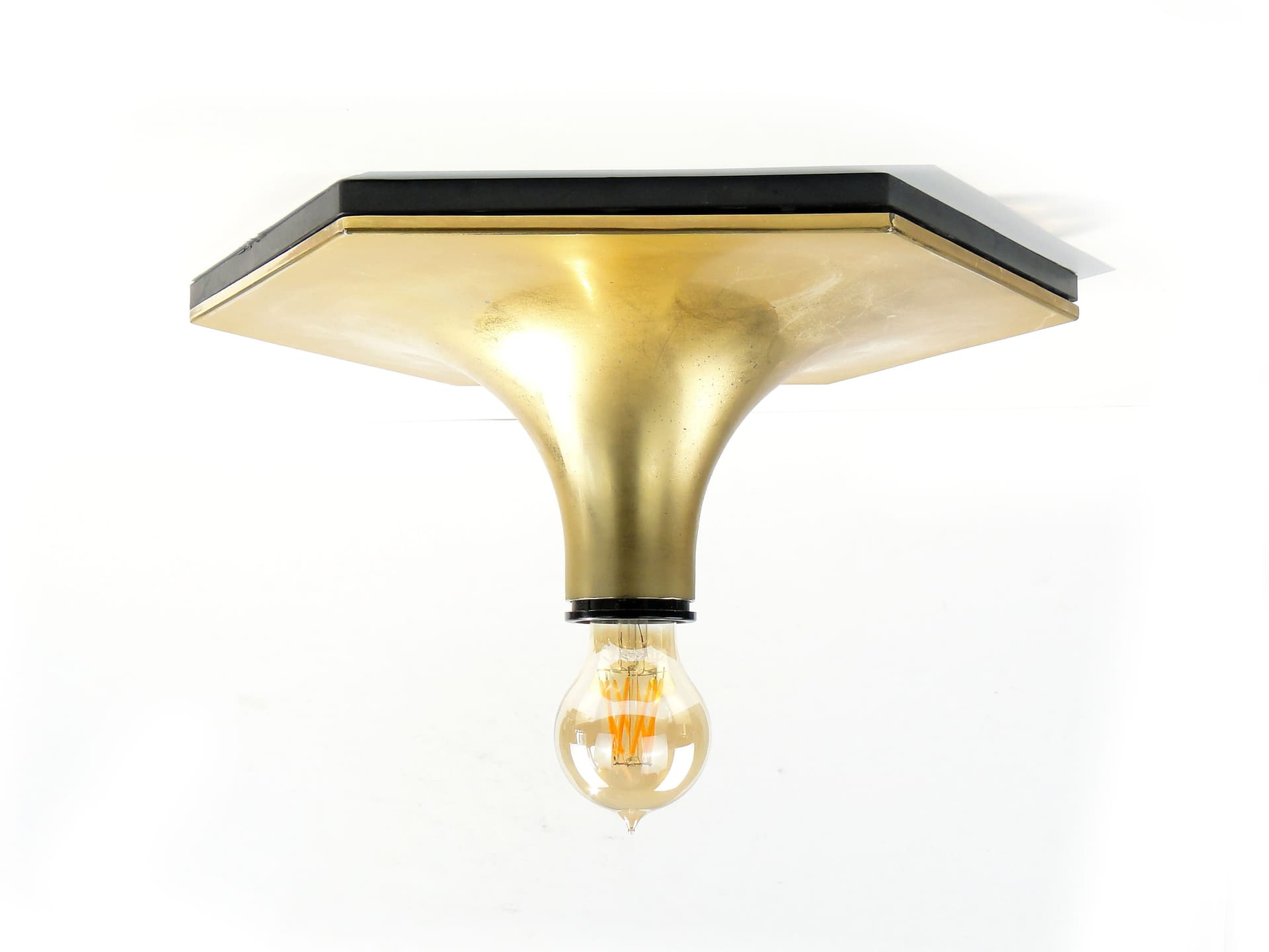 Plafon Saturno, złoty, mosiądz, proj. K. Motozawa, Staff Leuchten, Niemcy, lata 70. - 3512