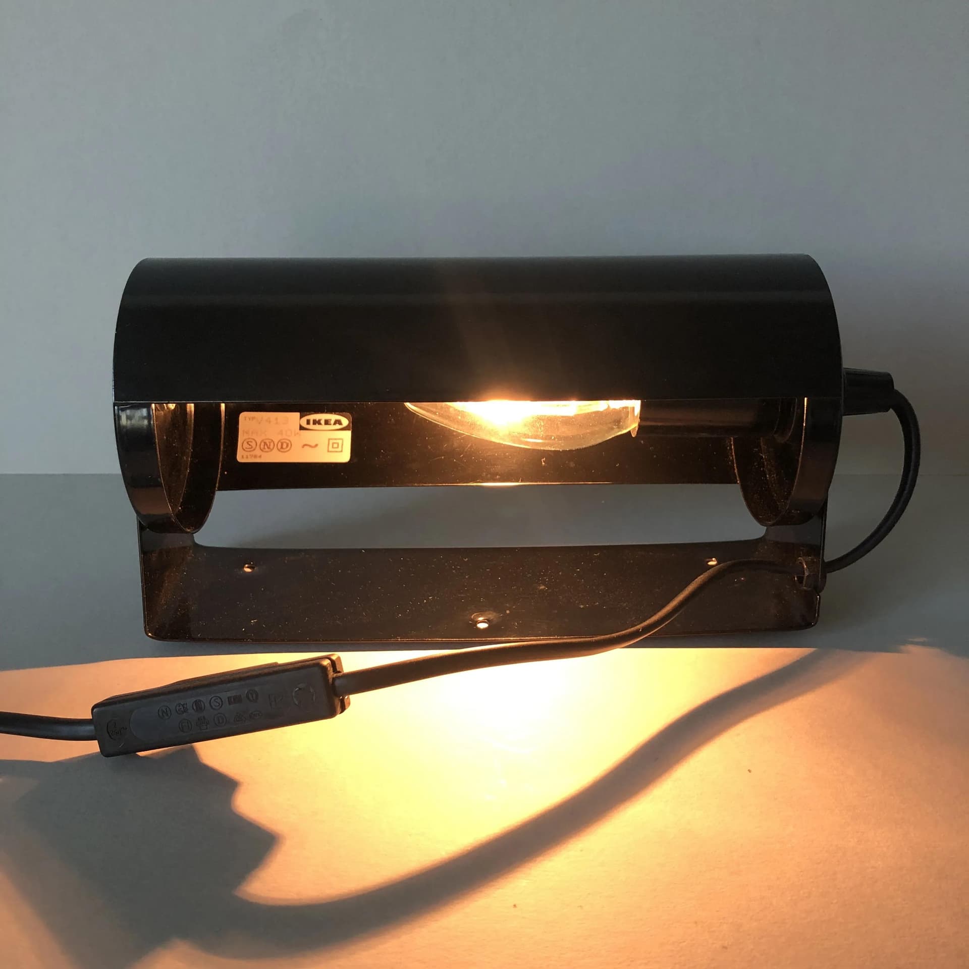 Kinkiet ścienny metalowy czarny V413 21x11 cm, IKEA, Szwecja lata 80. - 29716