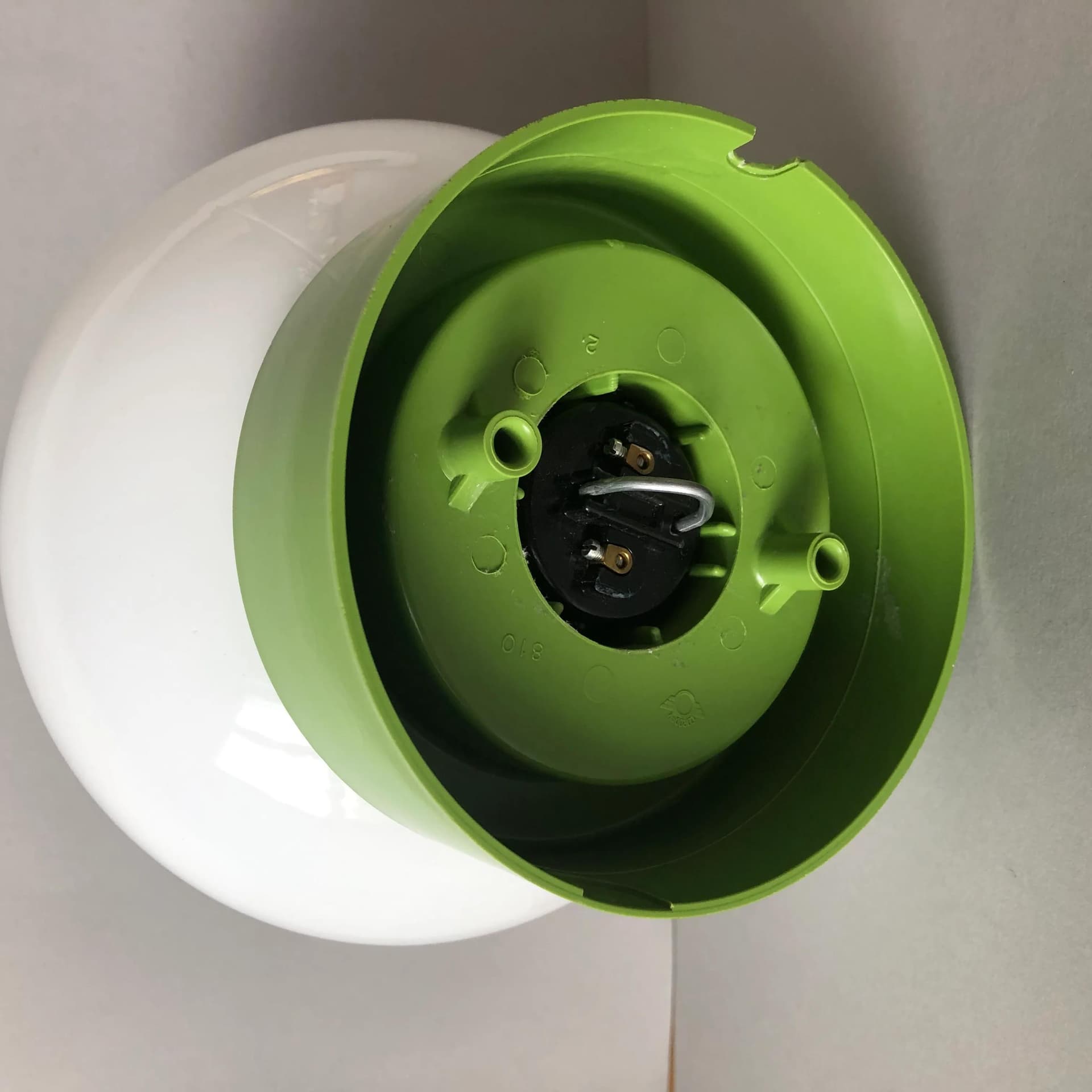 Green Bakelite Wall Lamp with Opaline Glass Shade, Netherlands, 1970s - 29706