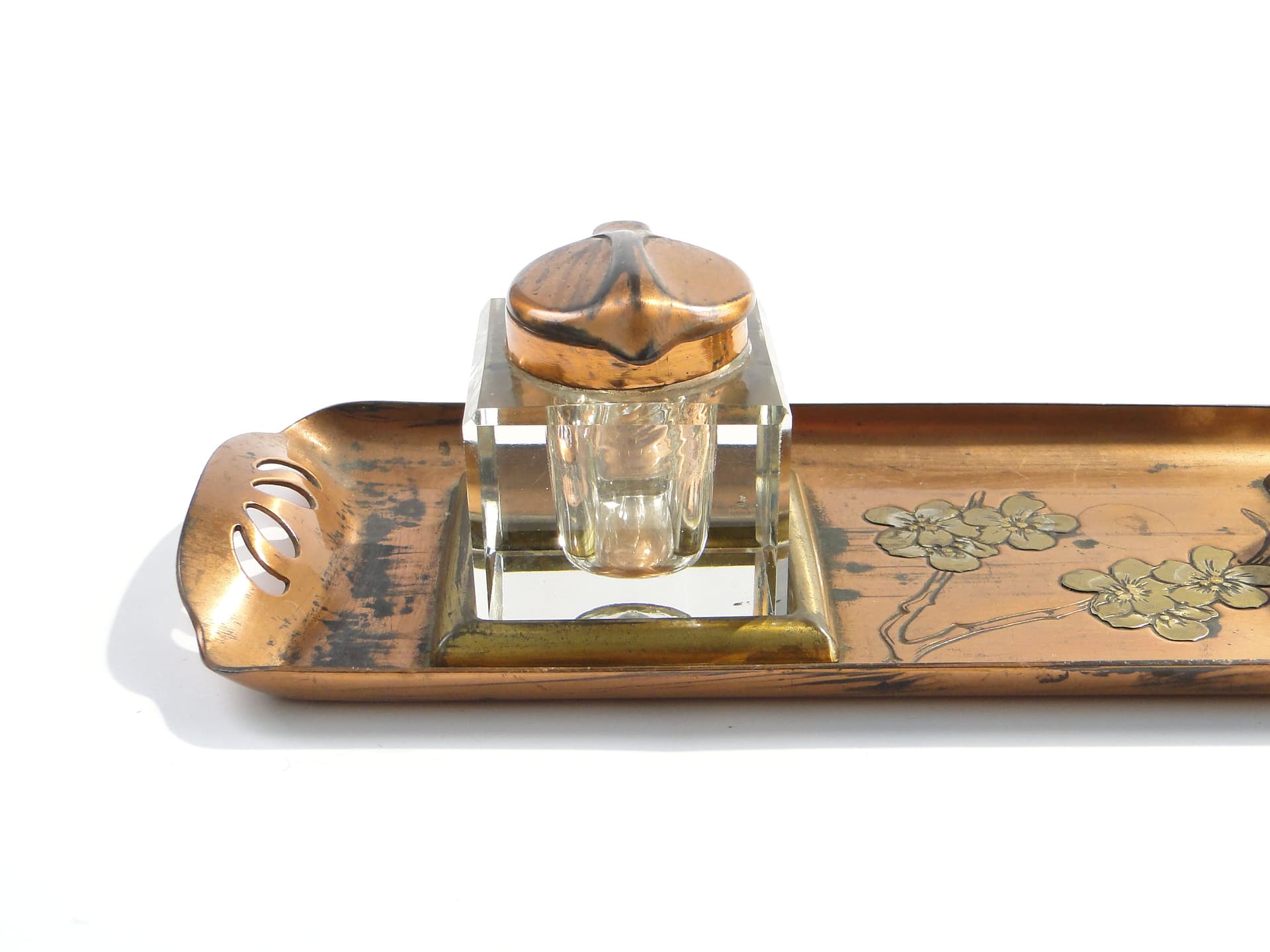 Ekrytuar Art Nouveau, kryształ transparentny, miedź, Austria, początek XX w. - 3522