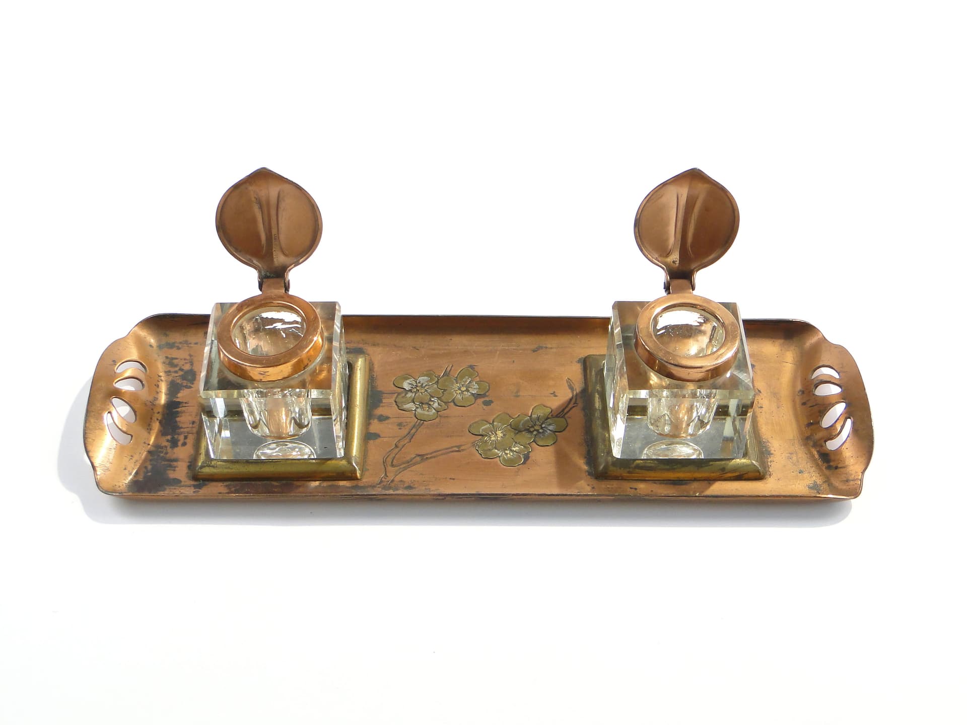 Ekrytuar Art Nouveau, kryształ transparentny, miedź, Austria, początek XX w. - 3524