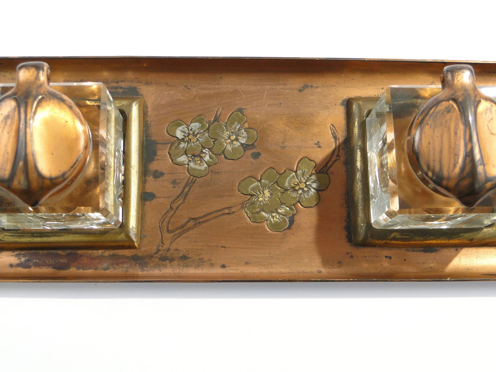 Ekrytuar Art Nouveau, kryształ transparentny, miedź, Austria, początek XX w. - 3523