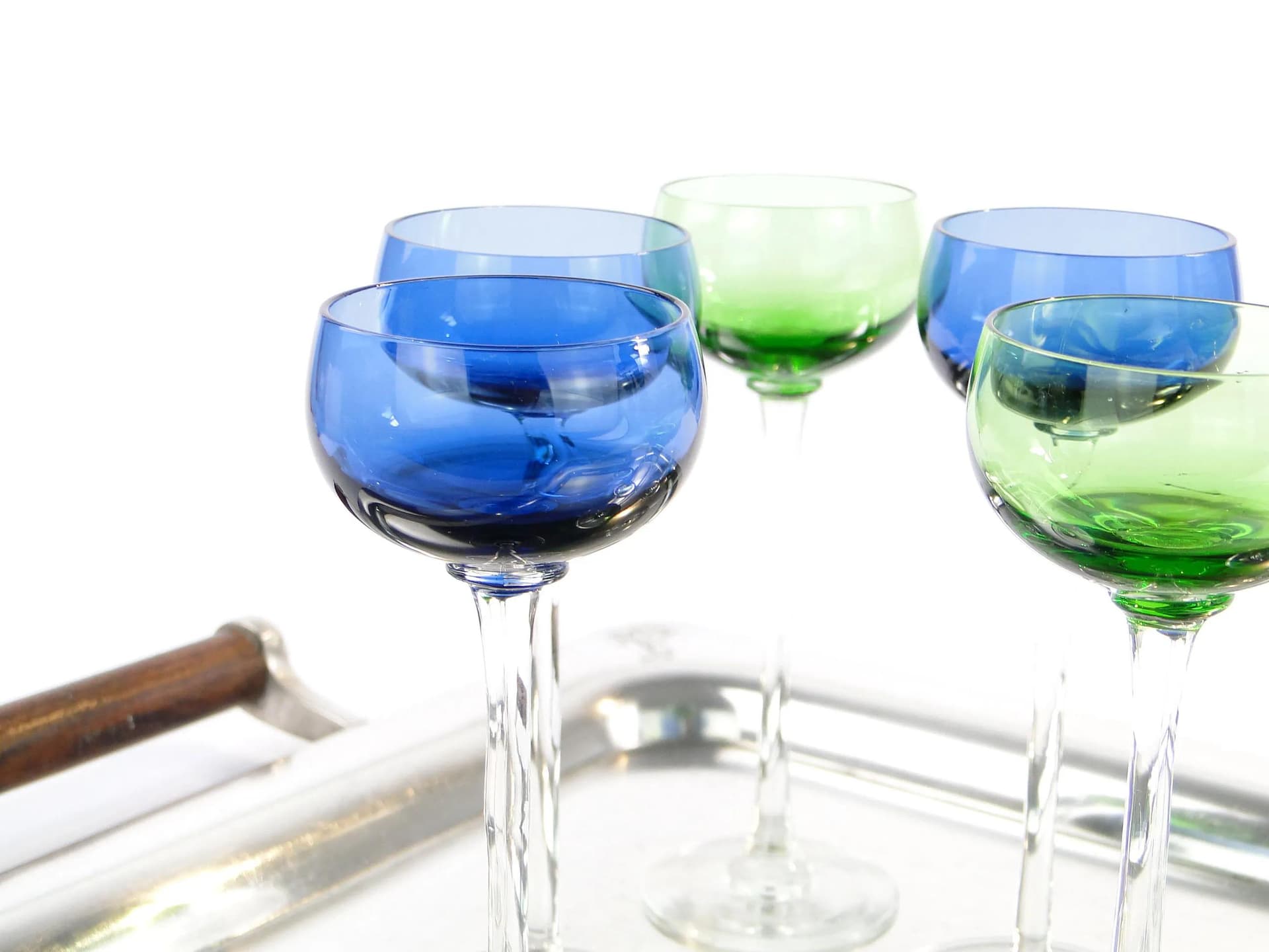 Cobalt and Green Colored Glass Liqueur Glasses, Denmark, 1960s - 29767