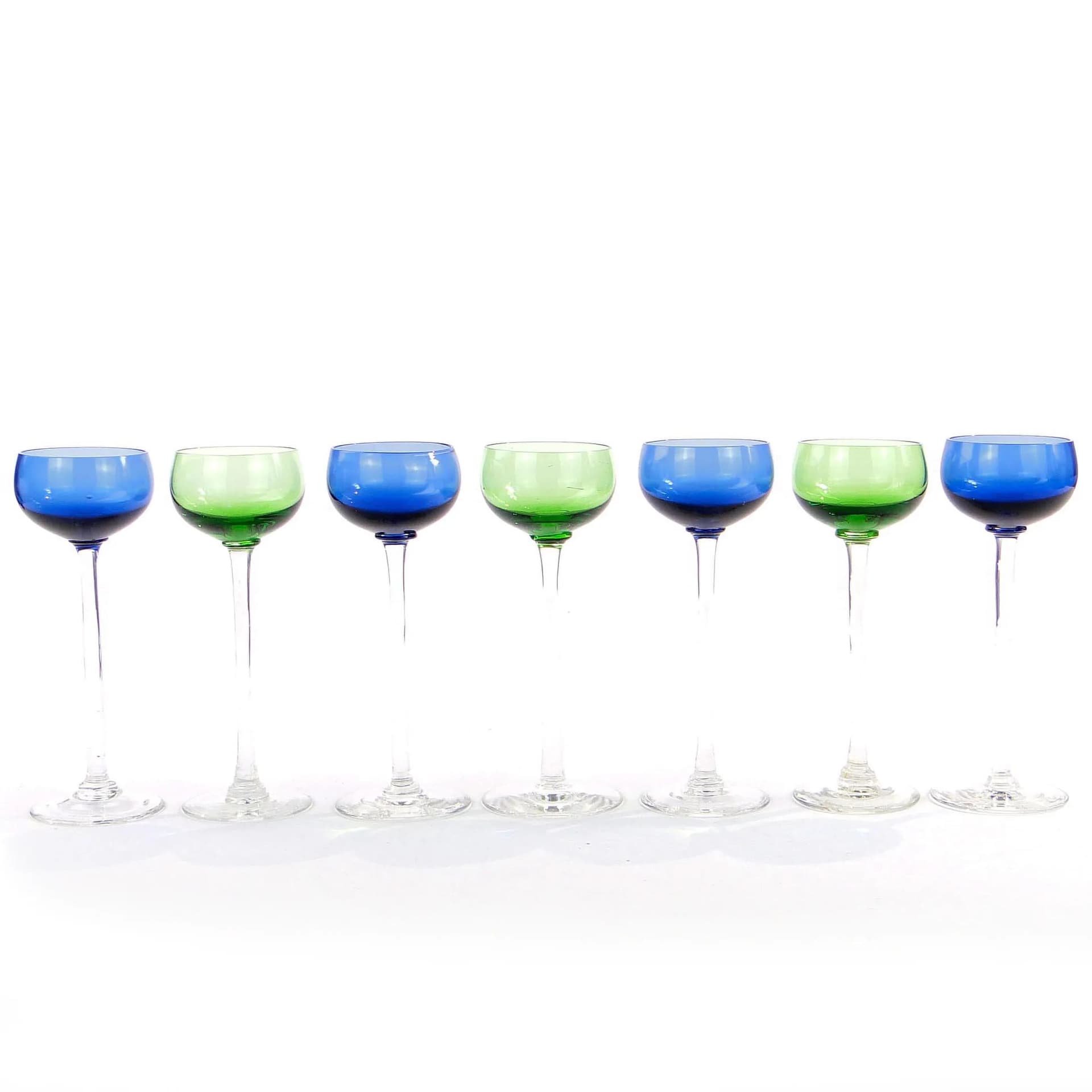 Cobalt and Green Colored Glass Liqueur Glasses, Denmark, 1960s - 29762