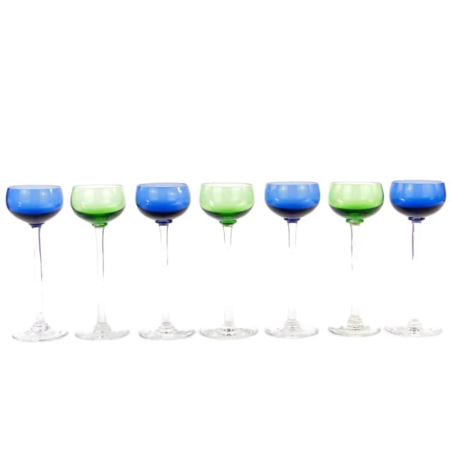 Cobalt and Green Colored Glass Liqueur Glasses, Denmark, 1960s - DIMENSION