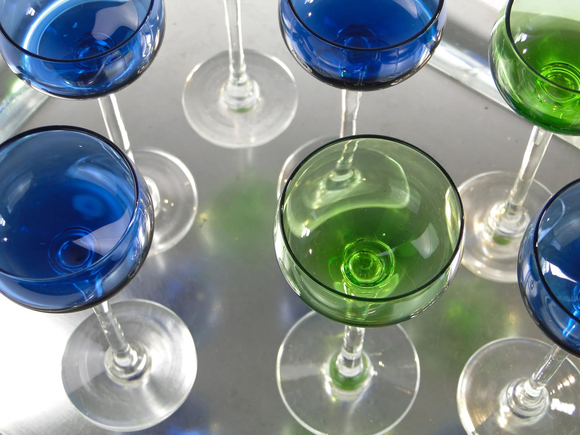 Cobalt and Green Colored Glass Liqueur Glasses, Denmark, 1960s - 29768