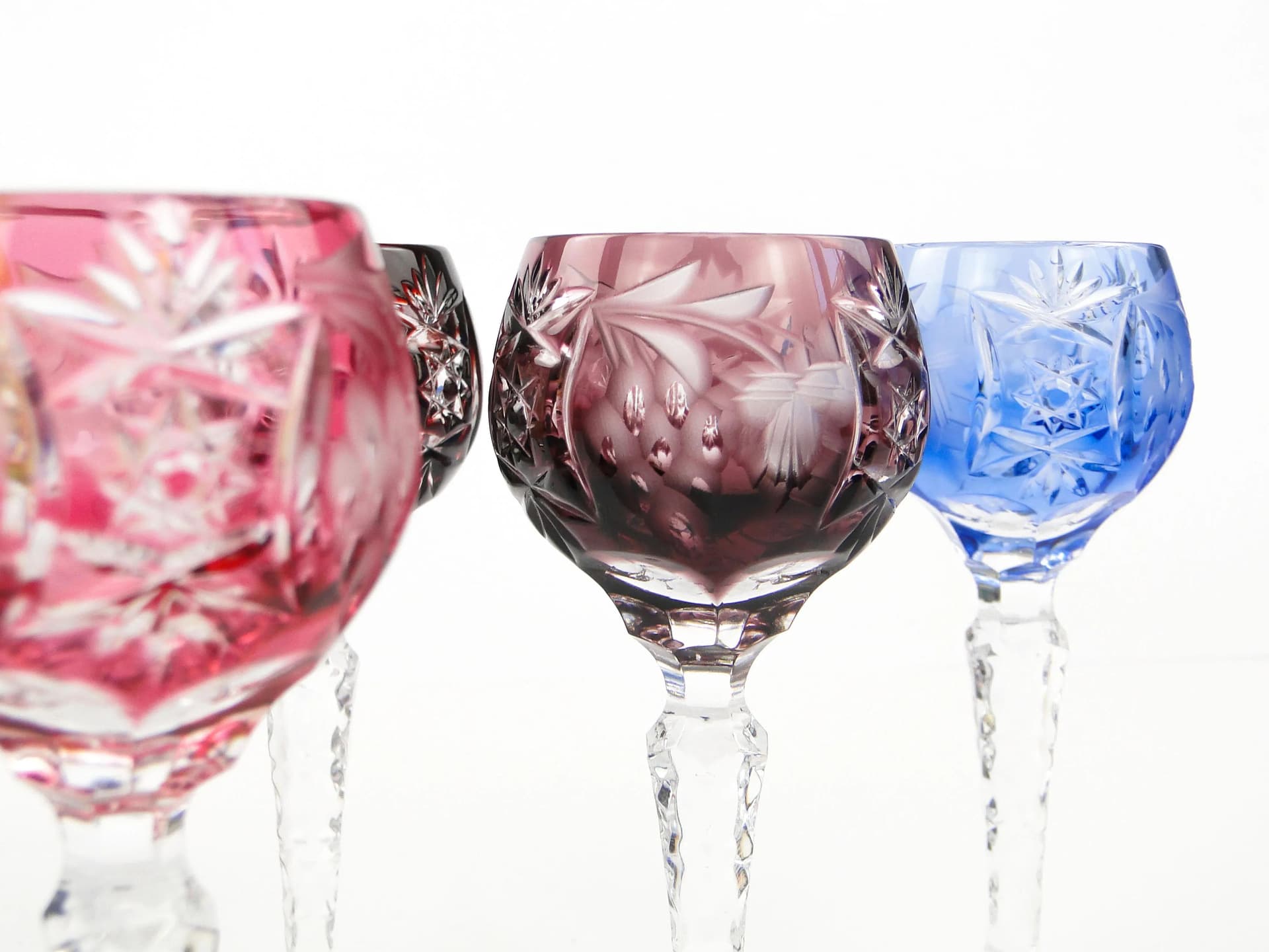 Komplet kieliszków do likieru, art déco, multikolor, kryształ, Polska, lata 20. - 29758