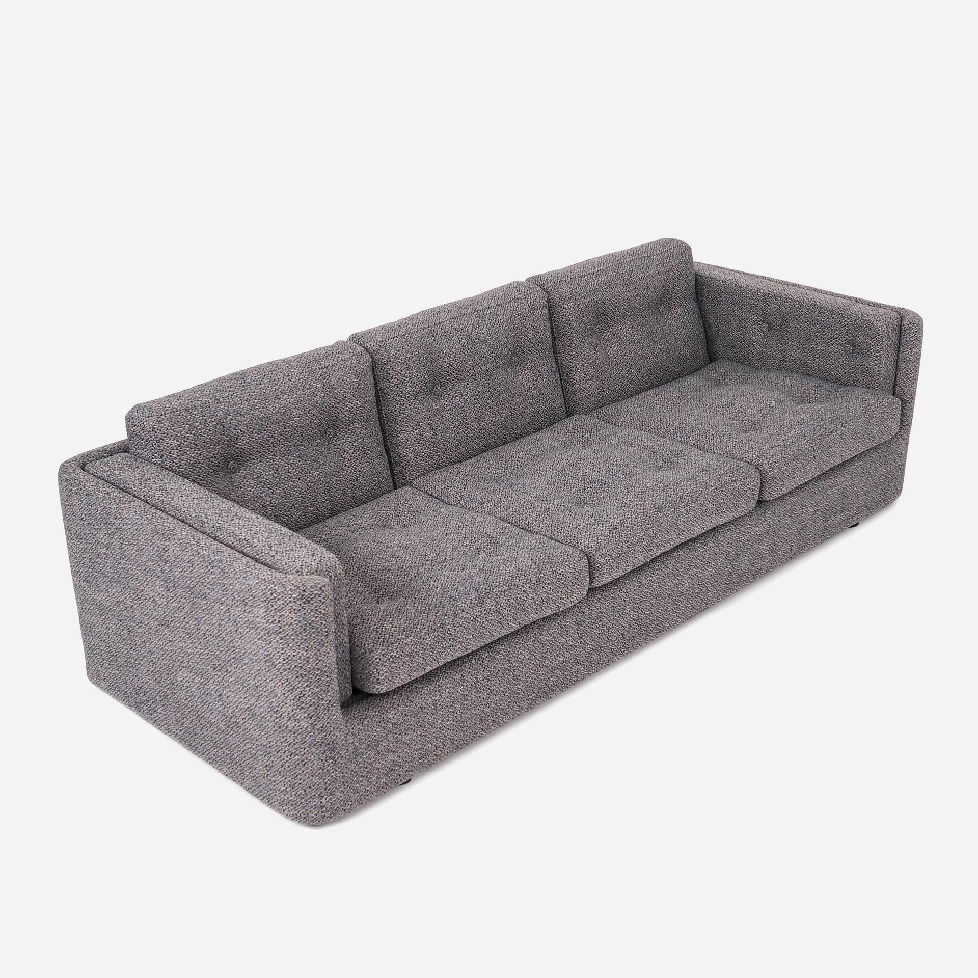 Sofa Bergen, szary melanż, tkanina, drewno, Polska, lata 90. - 29849