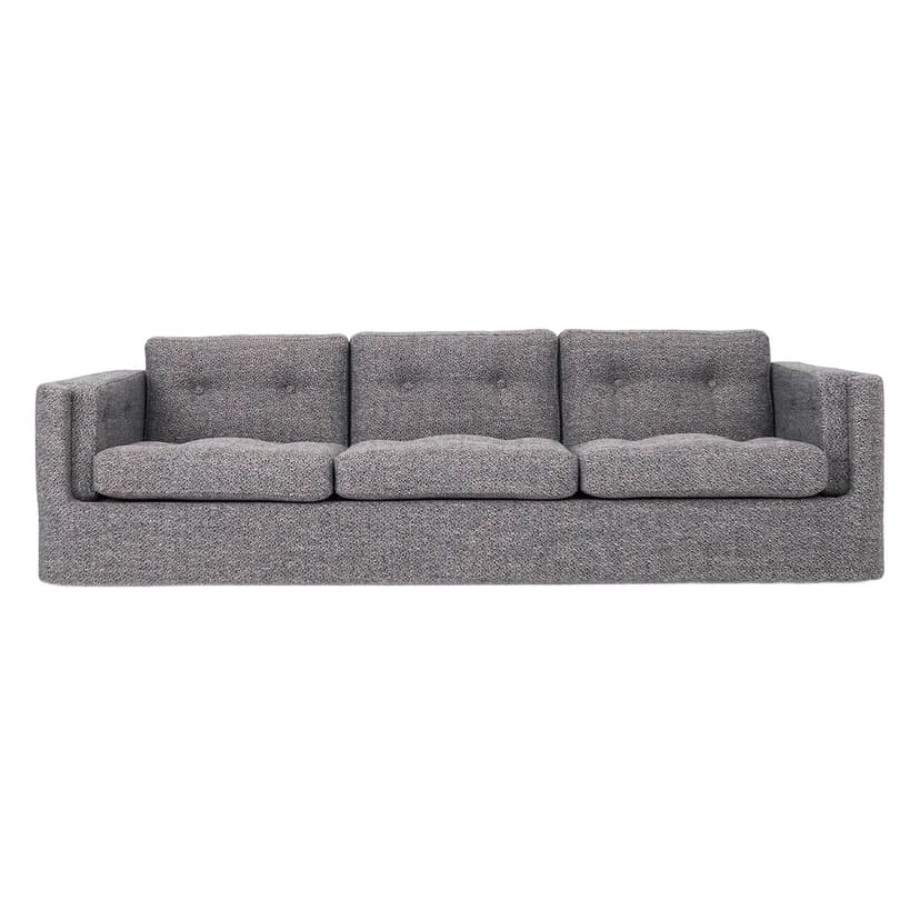 Sofa Bergen, szary melanż, tkanina, drewno, Polska, lata 90.