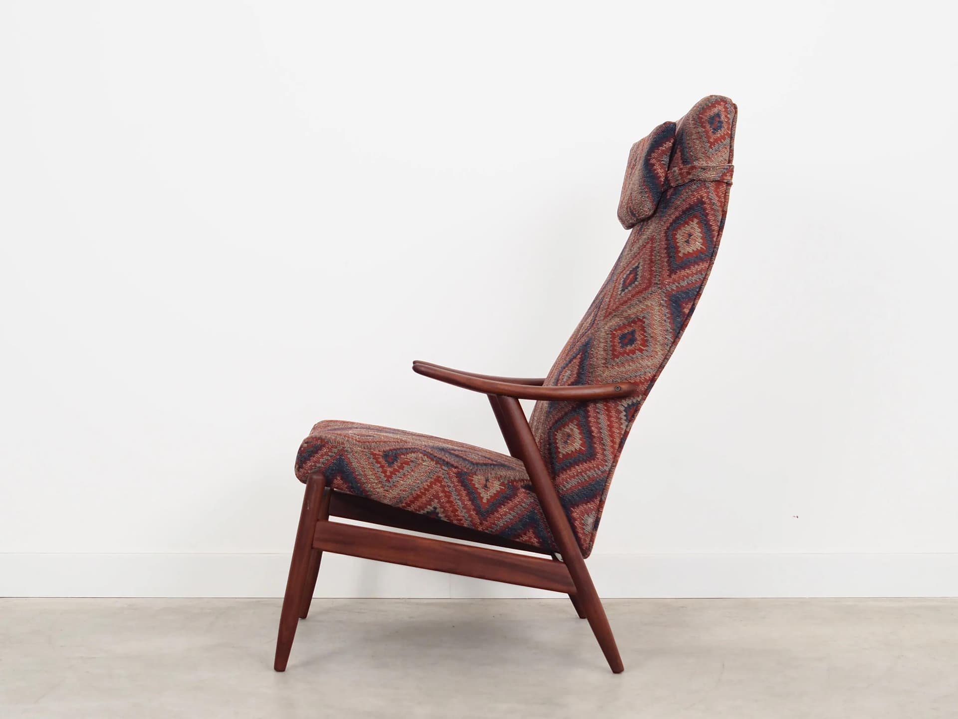 Armchair, teak, multicolor upholstery, Denmark, 1970s - 29837