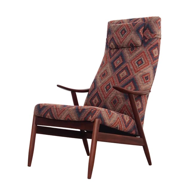 Armchair, teak, multicolor upholstery, Denmark, 1970s - DIMENSION