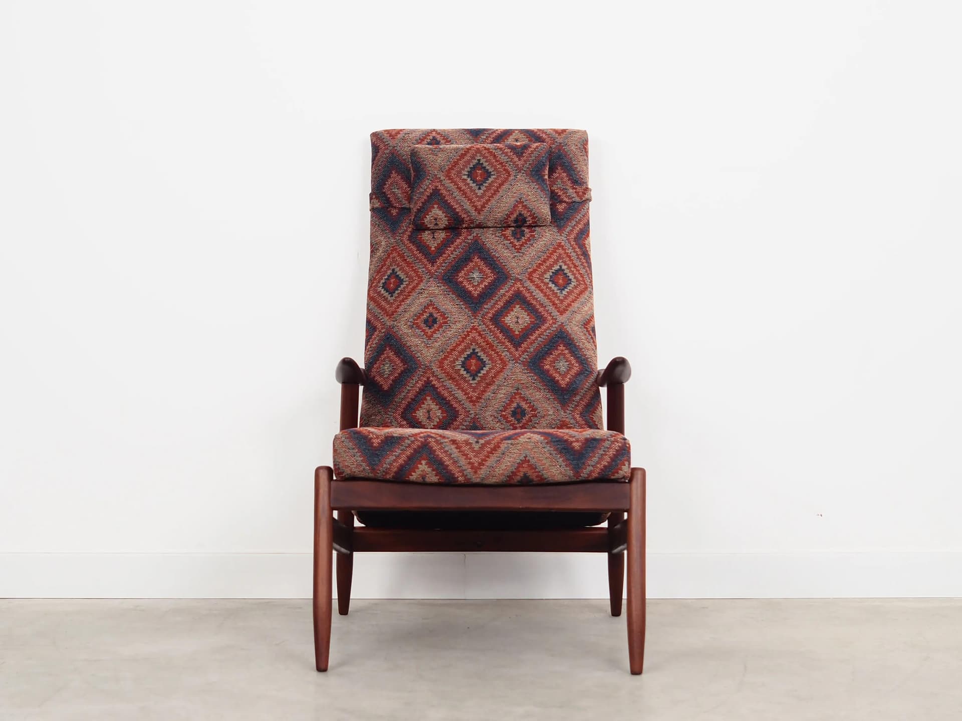 Armchair, teak, multicolor upholstery, Denmark, 1970s - 29839