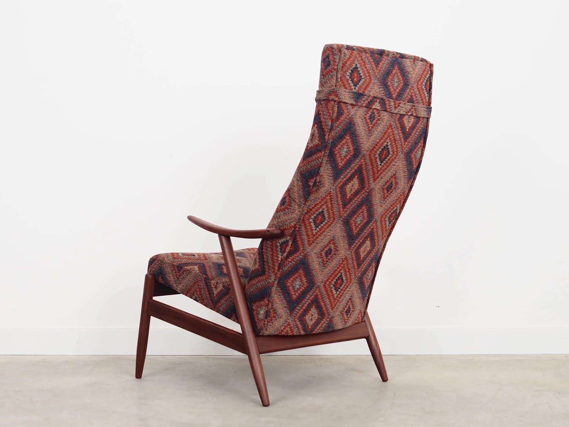 Armchair, teak, multicolor upholstery, Denmark, 1970s - 29840