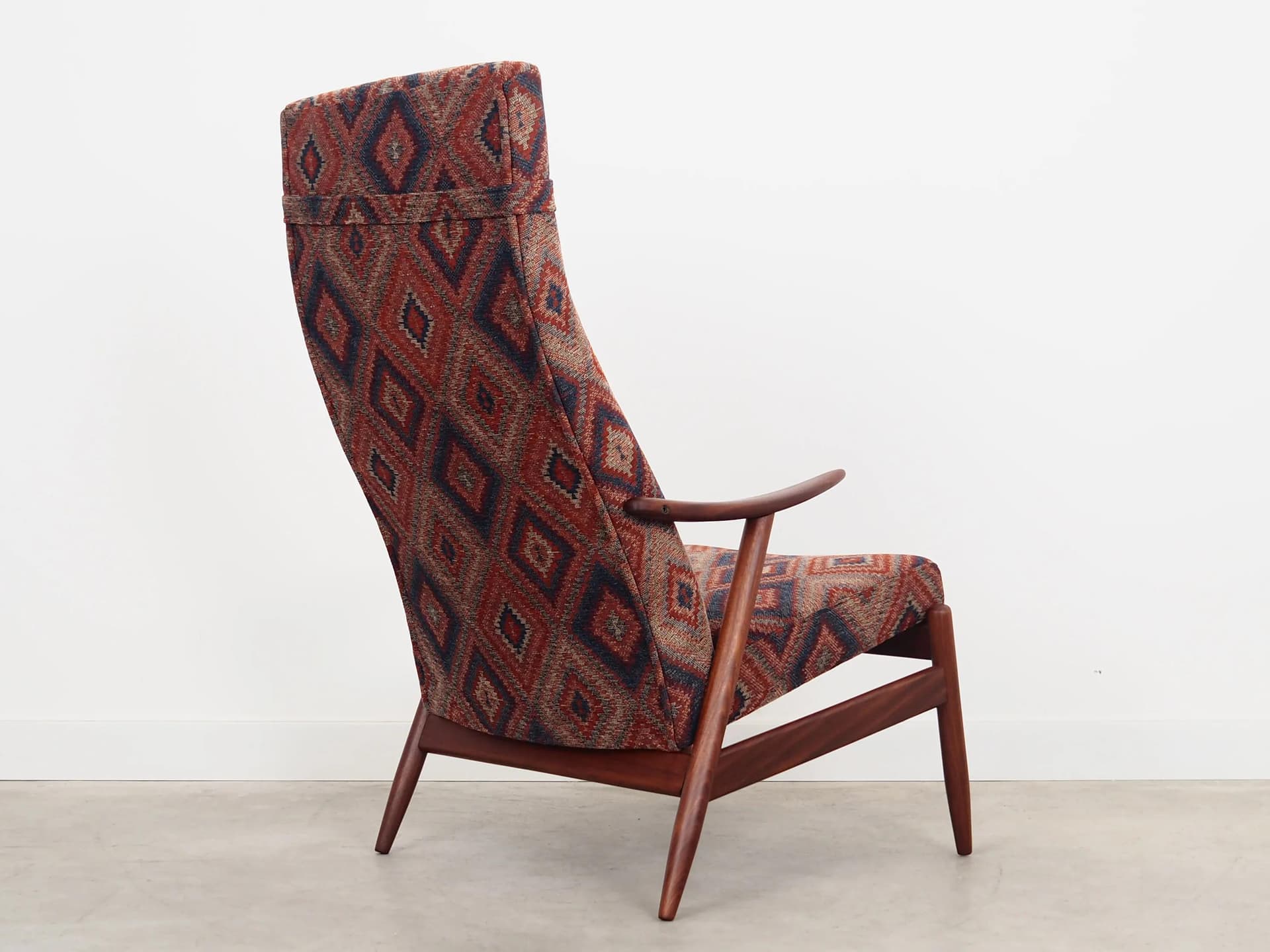 Armchair, teak, multicolor upholstery, Denmark, 1970s - 29841