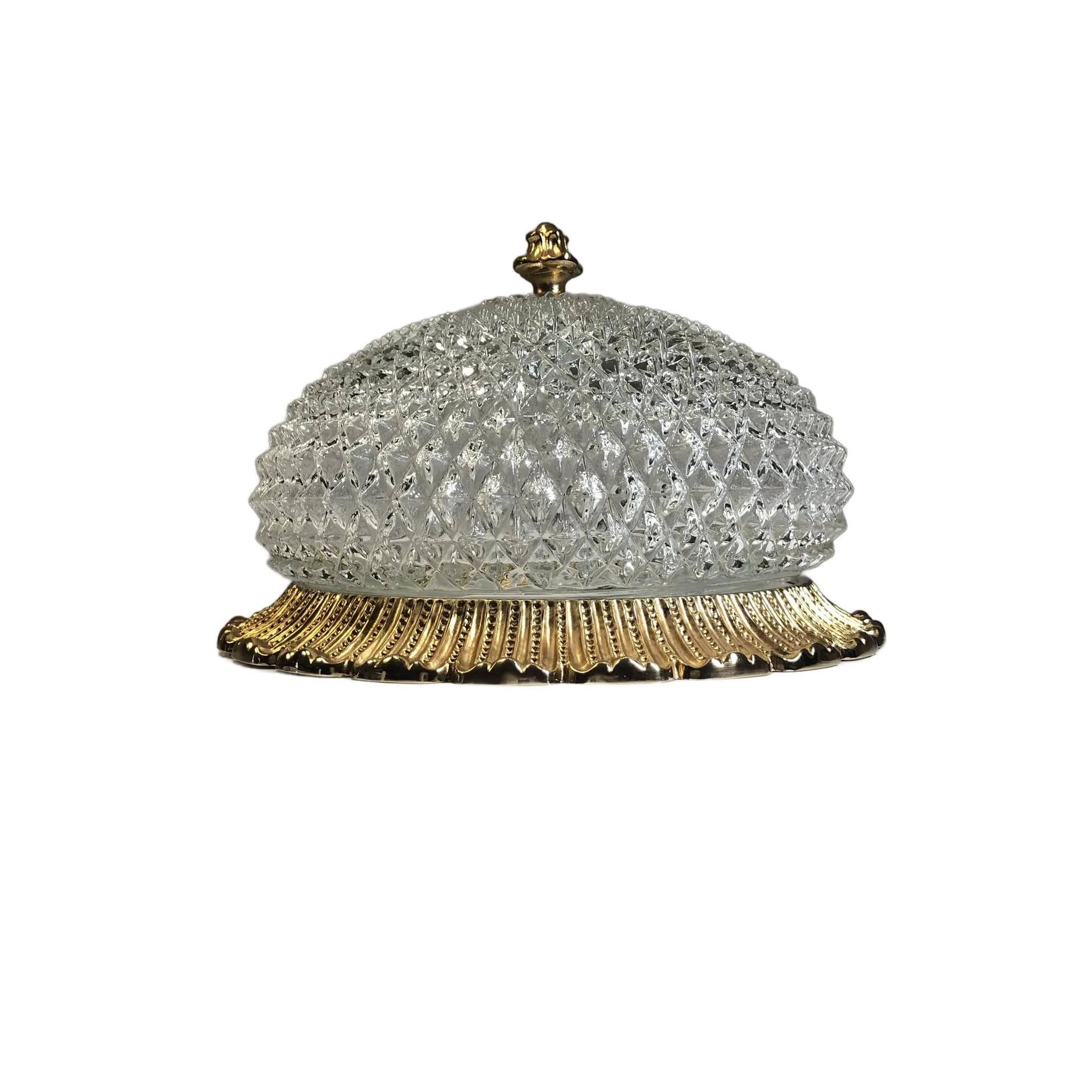 Ceiling light, transparent glass, brass, Limburg, Germany, 1980s.