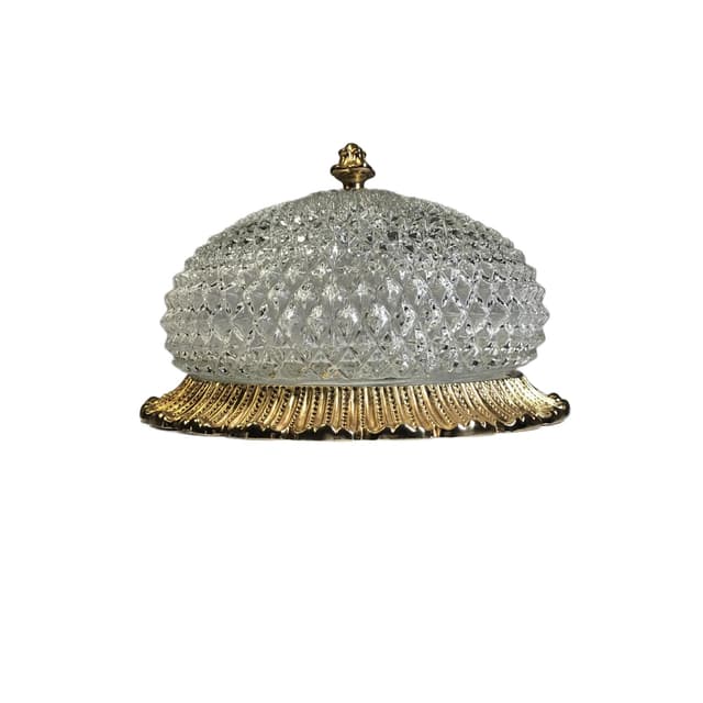 Ceiling light, transparent glass, brass, Limburg, Germany, 1980s. - DIMENSION