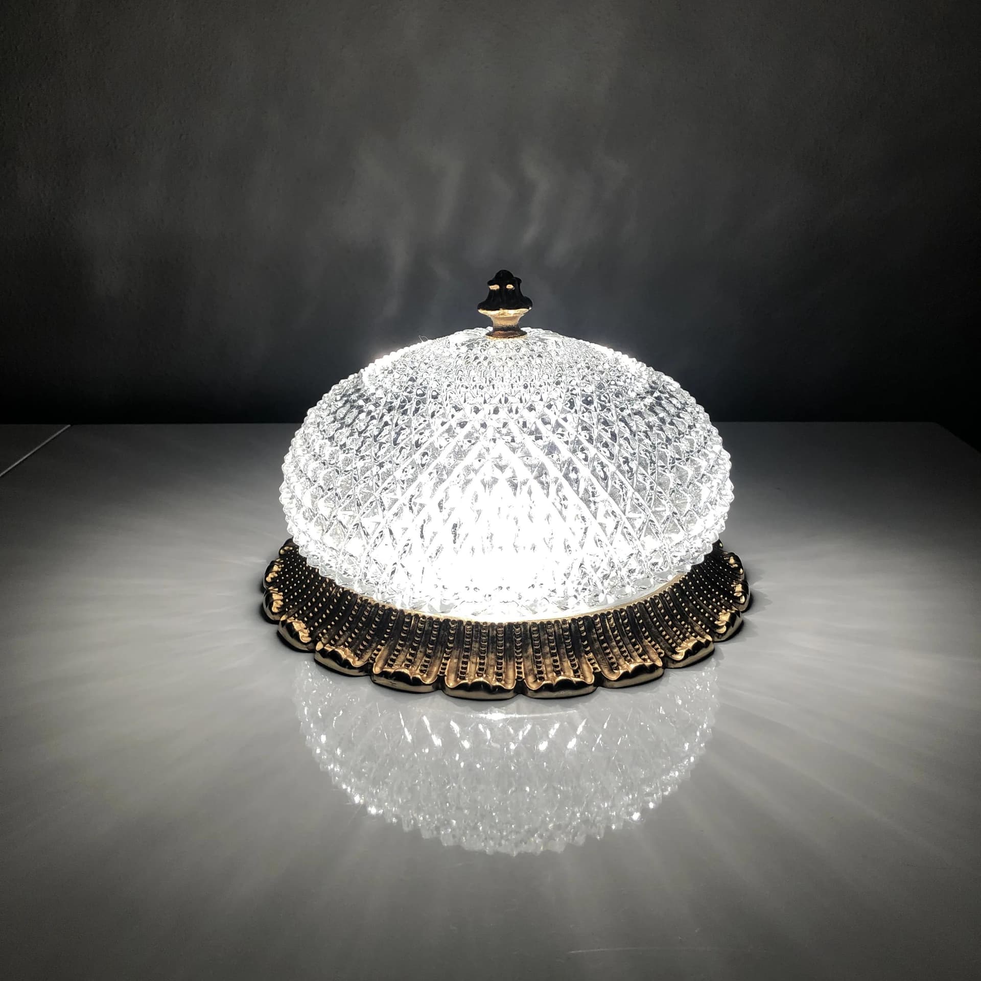 Ceiling light, transparent glass, brass, Limburg, Germany, 1980s. - 29991