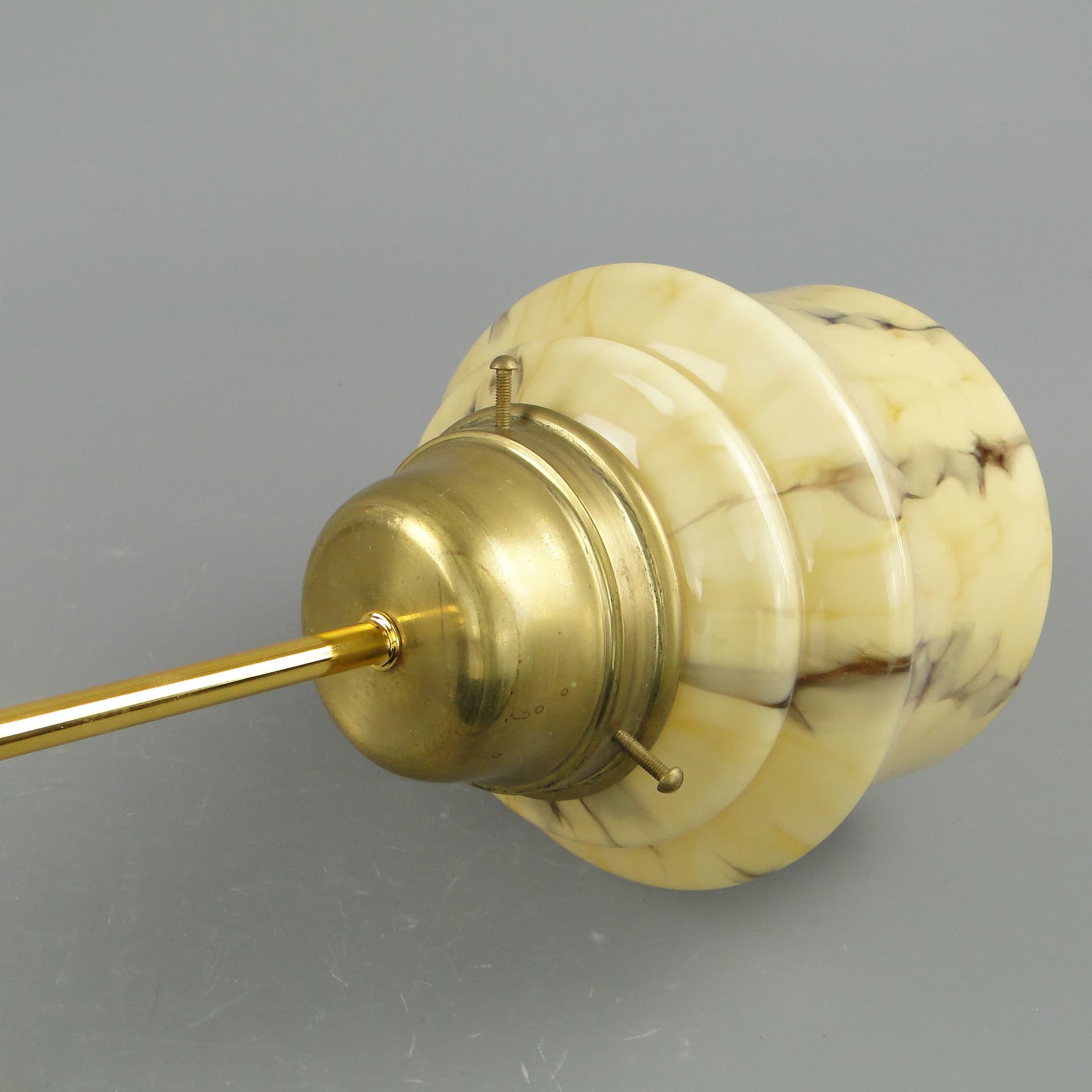 Pendant Lamp Art Deco, beige glass, brass, Poland, 1920s. - 3555