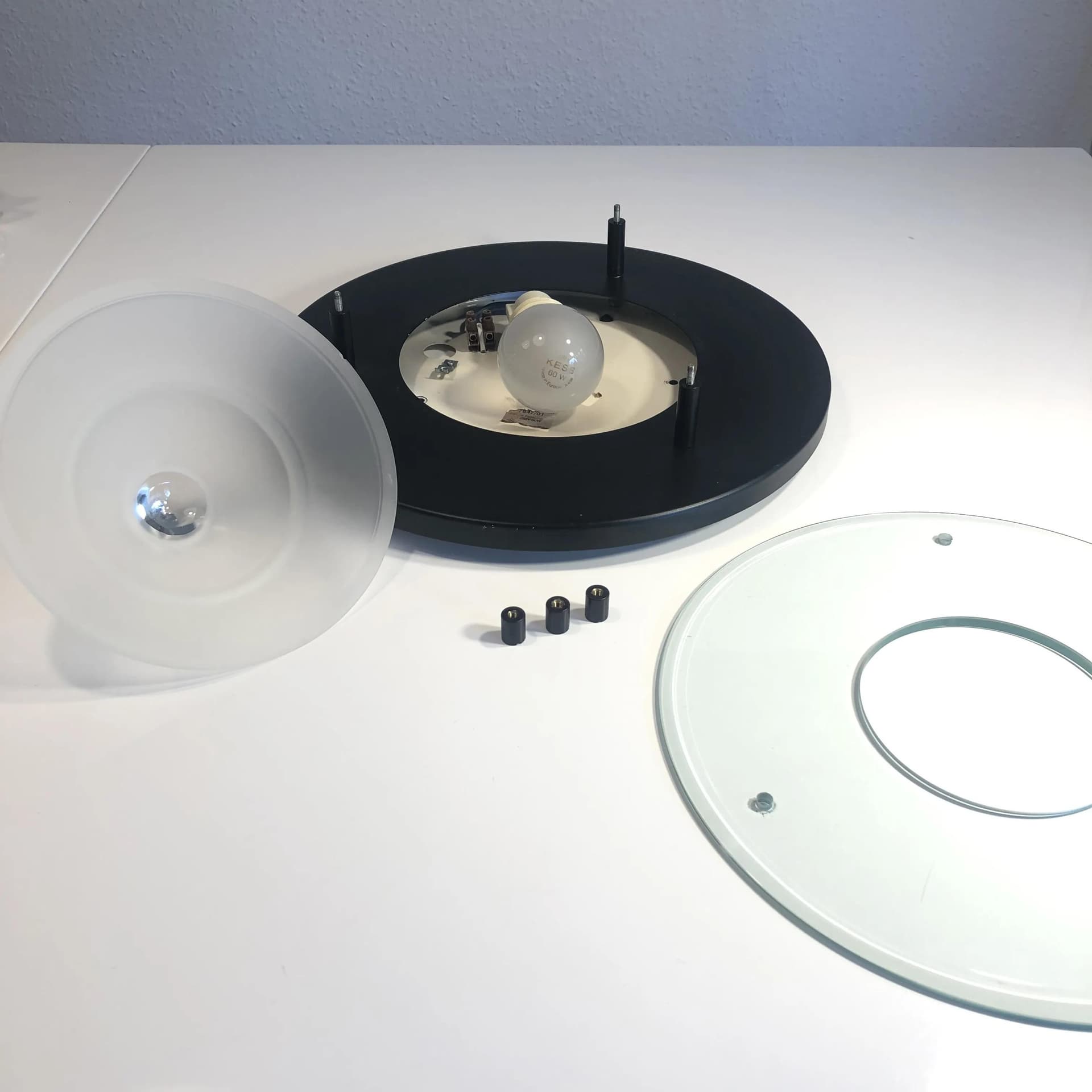 Black Modernist Ceiling Lamp, Hustadt Leuchten, Germany, 1980s - 29977