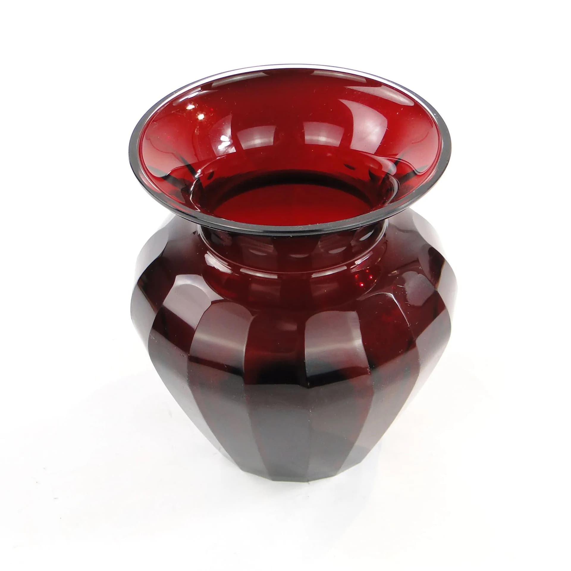 Wazon, Art déco, czerwony, szkło kryształowe, Czechy, lata 20. - 30091