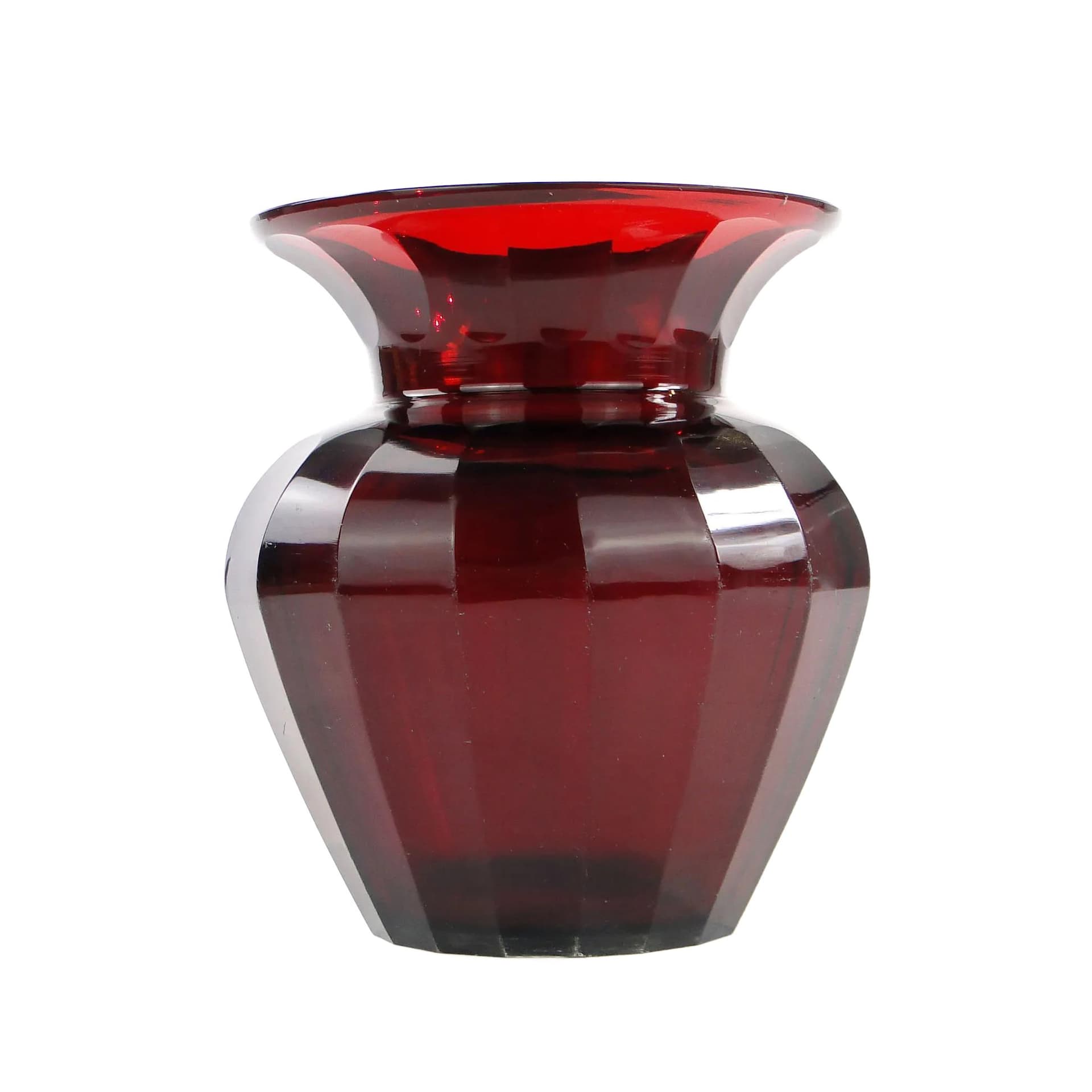 Wazon, Art déco, czerwony, szkło kryształowe, Czechy, lata 20.